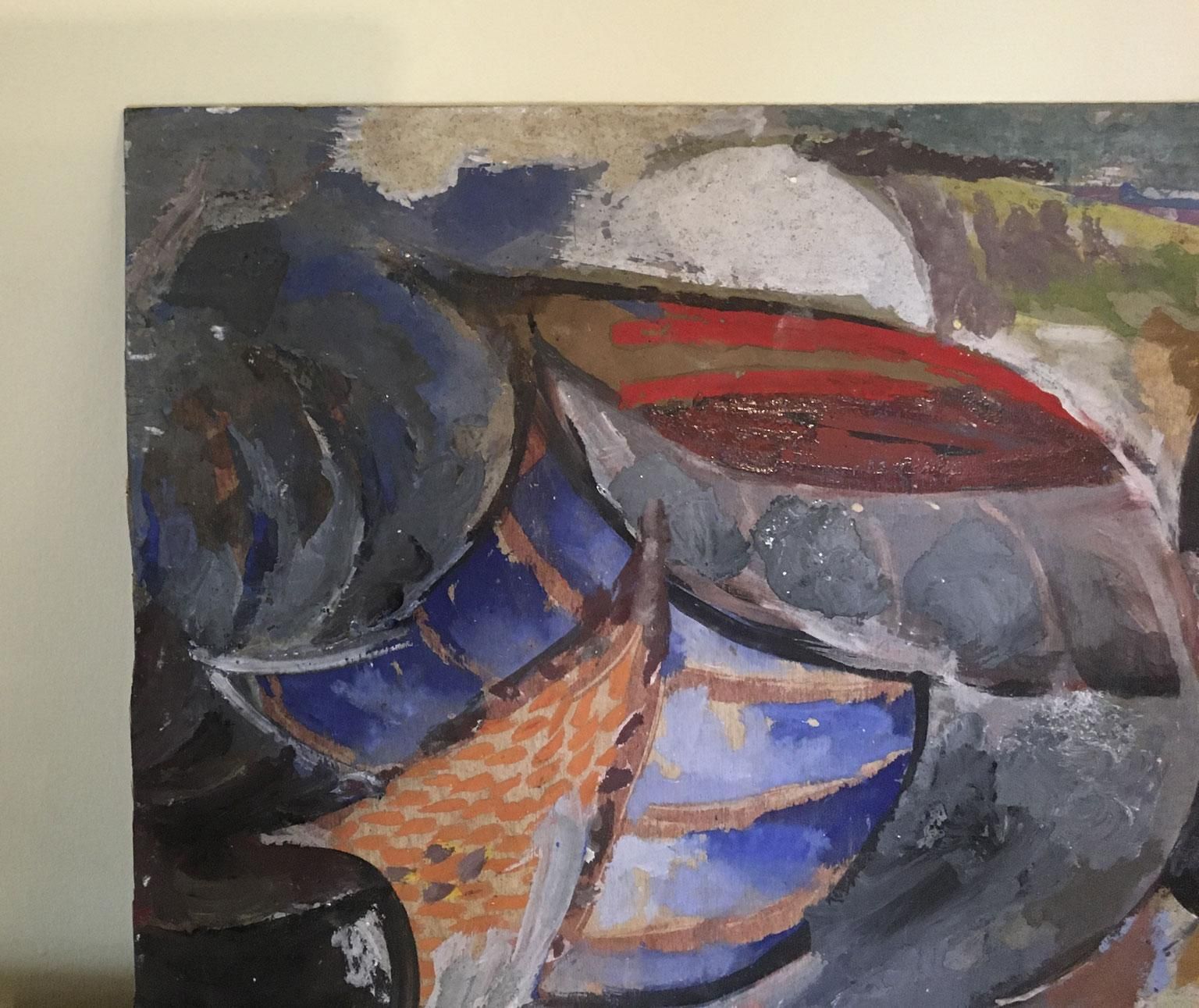 1954 Italy Abstract Painting Venice Biennial Special Artwork By Ermete Lancini photo for sale