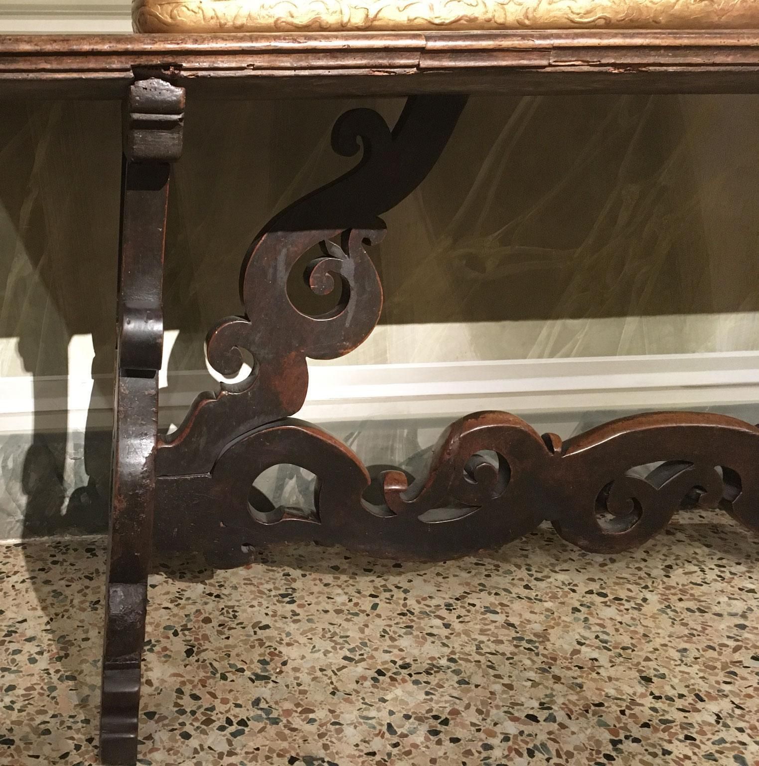 1650 Italy Solid Baroque Walnut Dining Table Or Console photo vinterior
