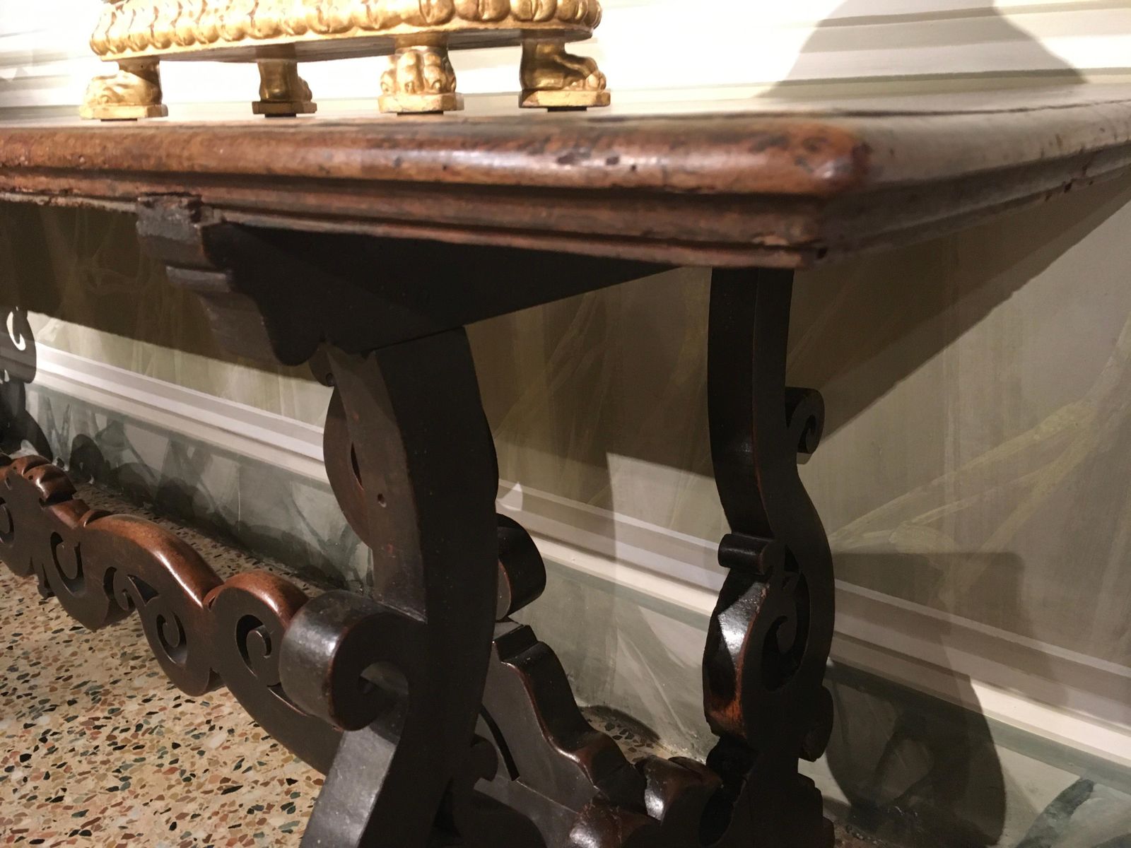 Furniture 1650 Italy Solid Baroque Walnut Dining Table Or Console photo