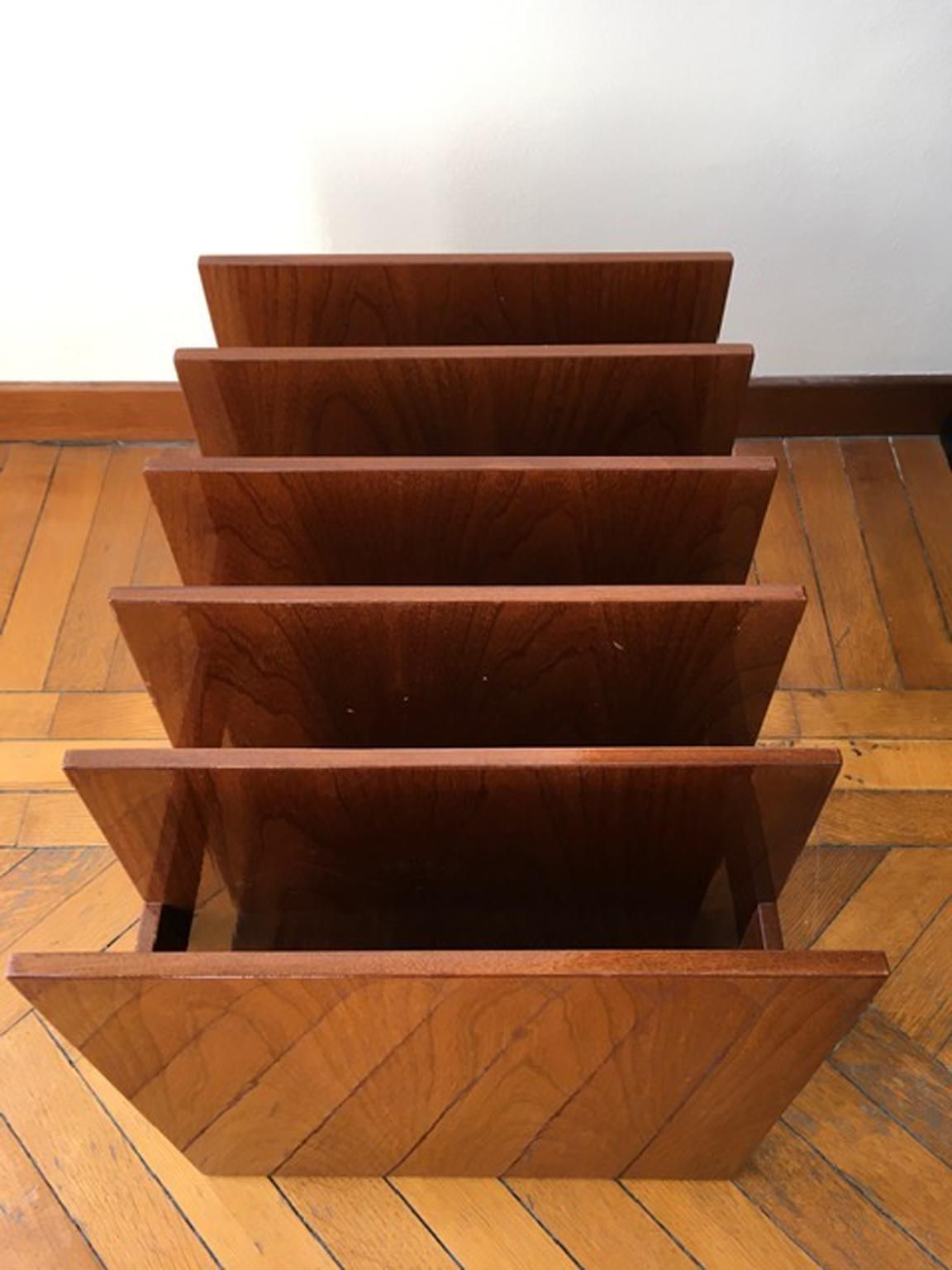 Home Decor Italy Mid Century Modern Style Magazine Rack In Walnut photo