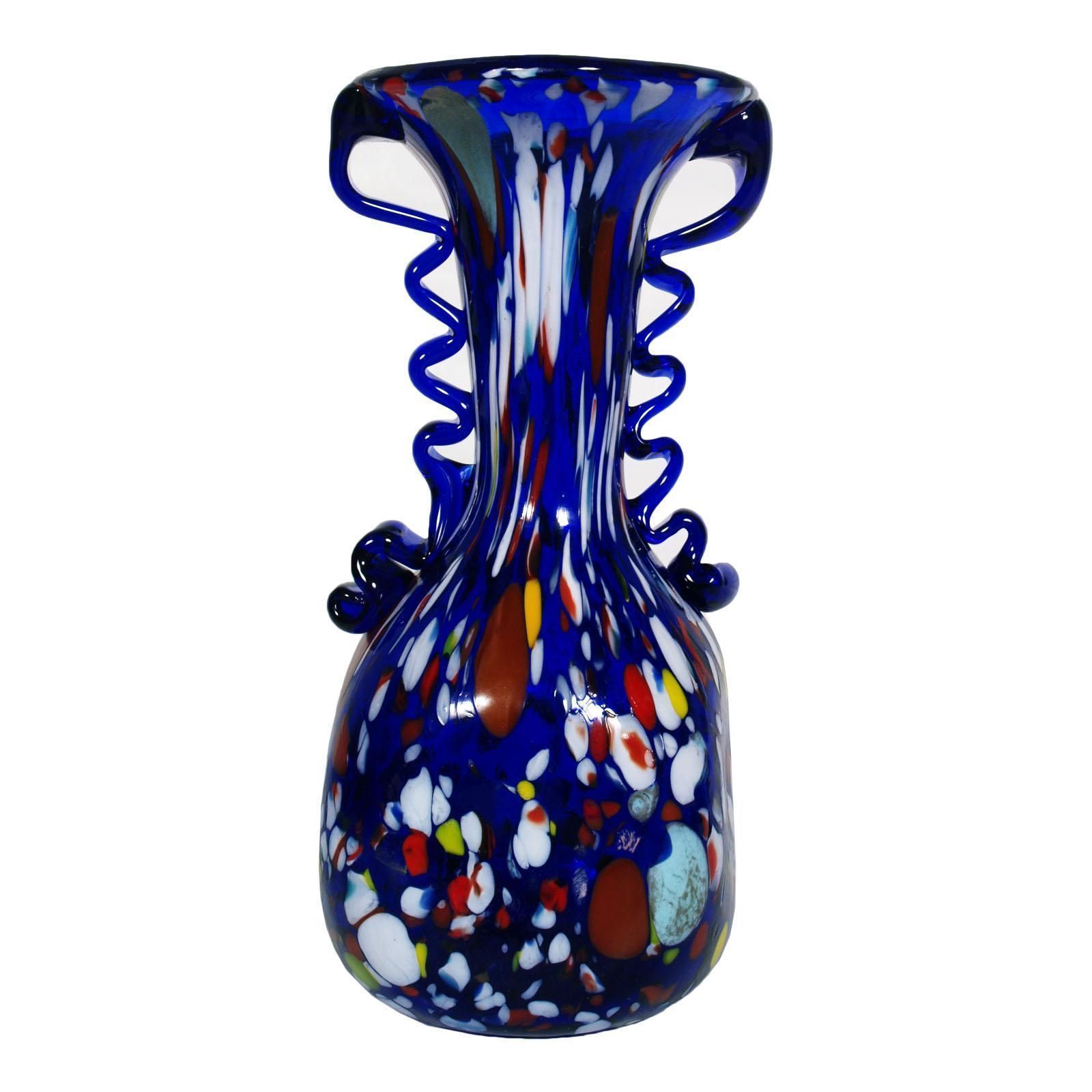 1920s Fratelli Toso Vase Carnivale With Polychrome Murrina And Aventurine