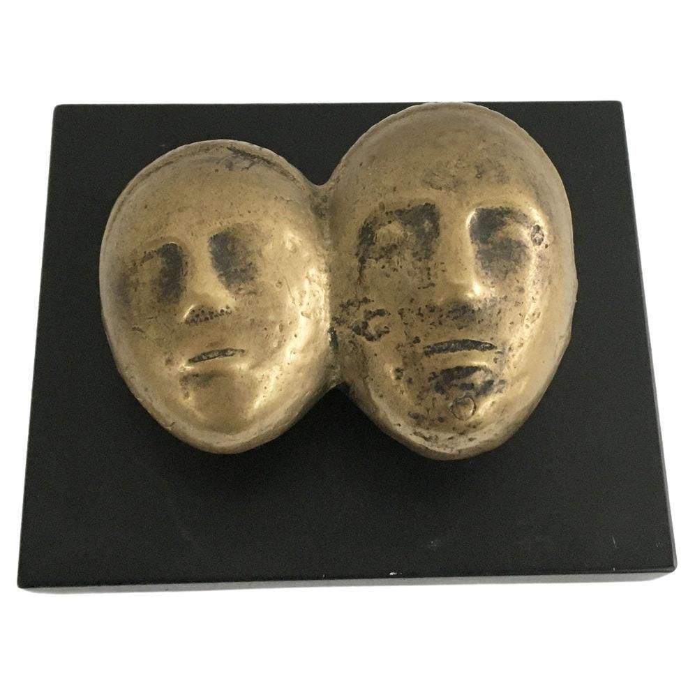 Late 20th Century Italy Bronze Abstract Sculpture By Eli Riva Sole Luna Sun Moon
