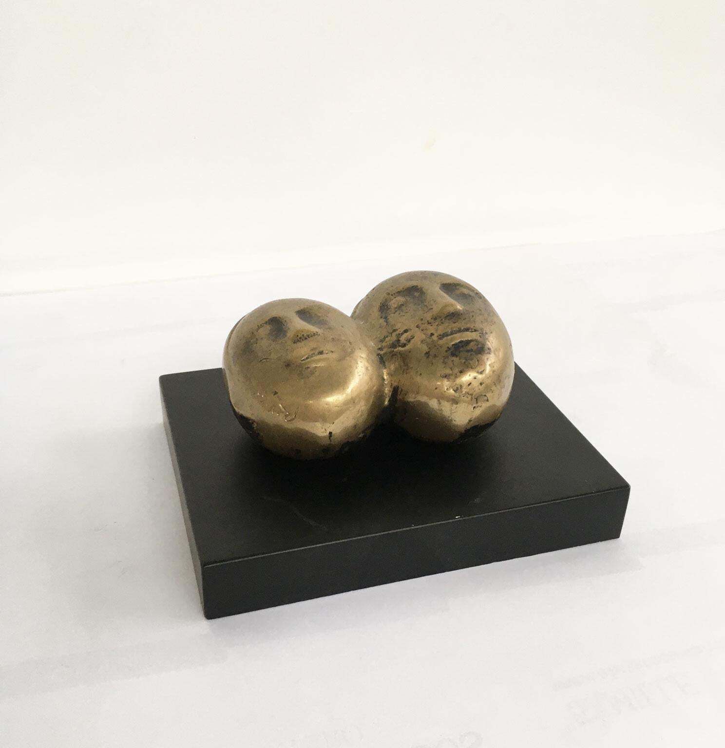 Late 20th Century Italy Bronze Abstract Sculpture By Eli Riva Sole Luna Sun Moon photo Art