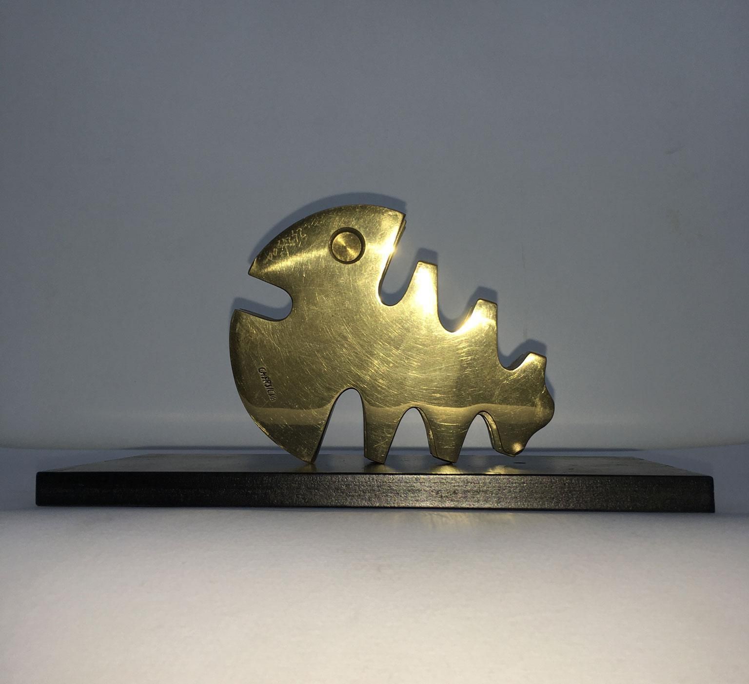 photo vintage 1980 Italy Bruno Chersicla Abstract Bronze Sculpture Vite