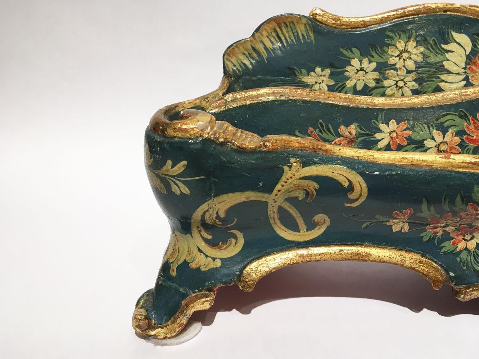 1775 Venezia Italy Blue Lacquered Wooden Engraved Tablepaper Holder With Flowers photo 16997.0