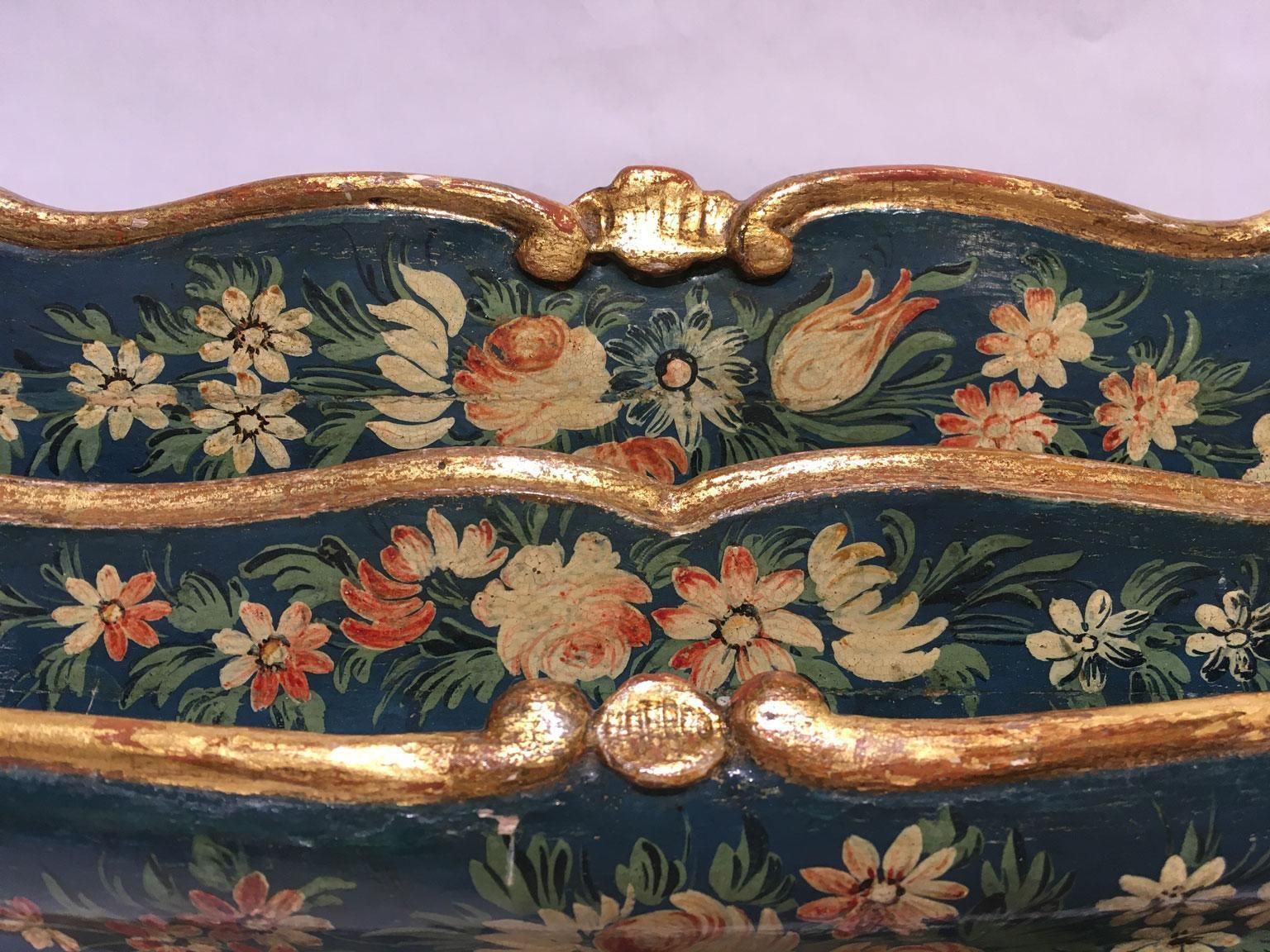1775 Venezia Italy Blue Lacquered Wooden Engraved Tablepaper Holder With Flowers photo vinterior