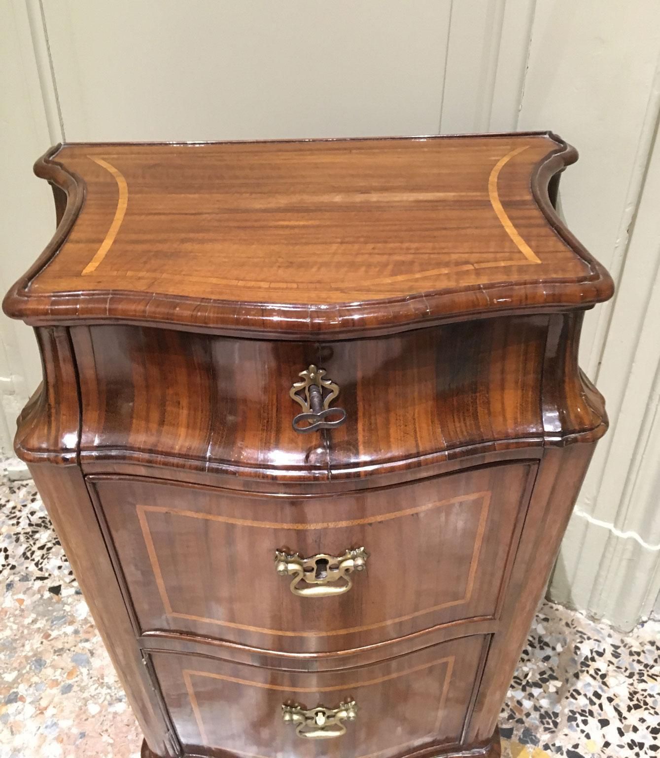 1750 Venezia Italy Pair Of Baroque Carved And Inlaid Walnut Bedside Tables photo 101983.0