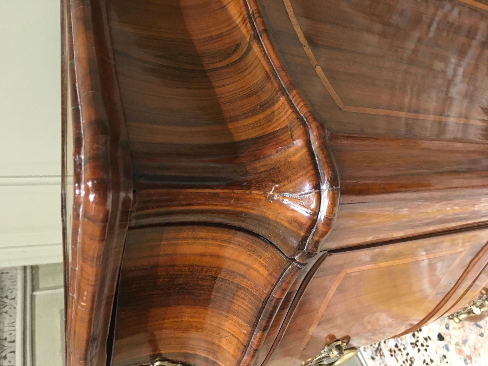 photo buy 1750 Venezia Italy Pair Of Baroque Carved And Inlaid Walnut Bedside Tables