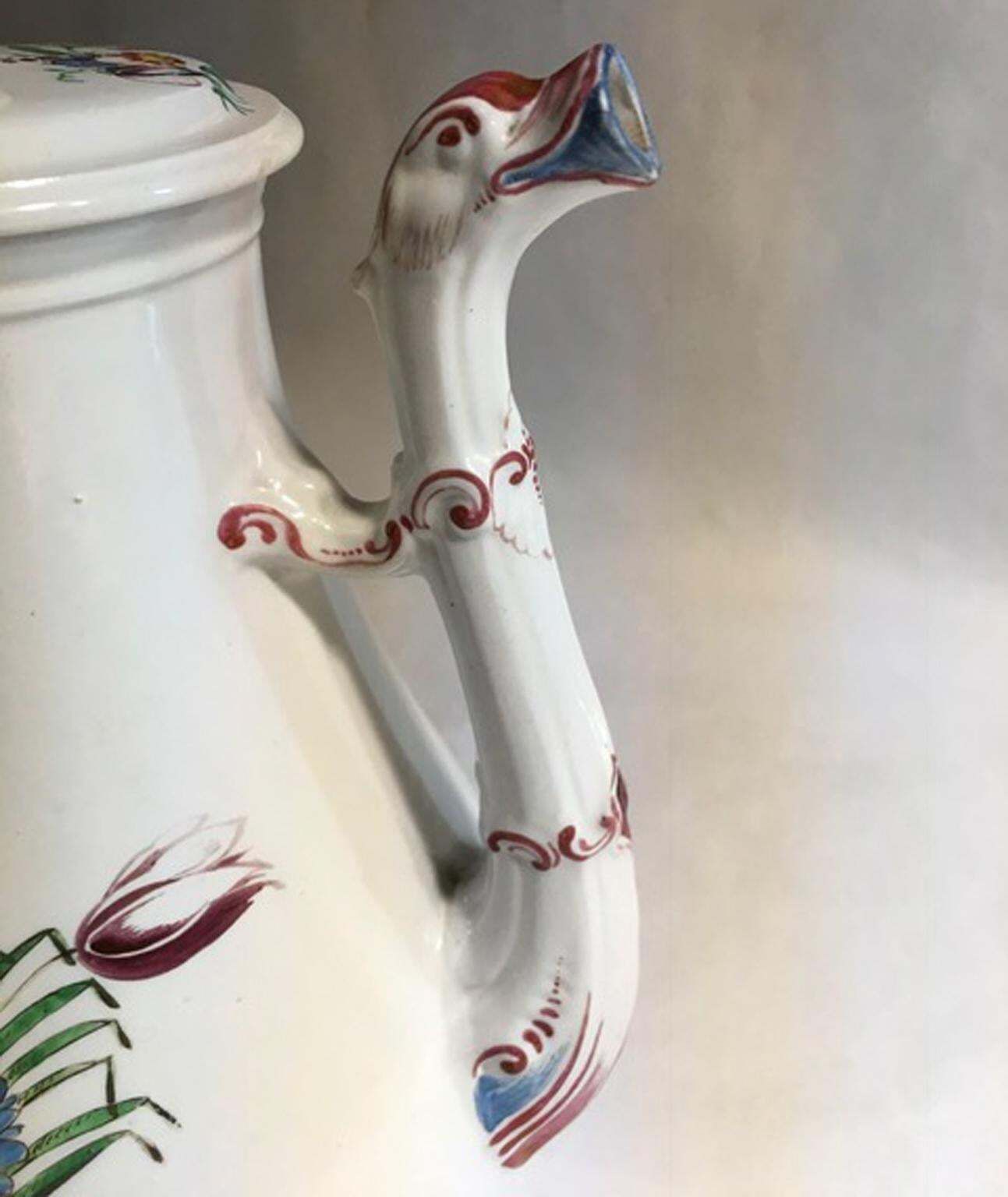 Italy 19th Century Richard Ginori Porcelain Coffee Pot With Flowers Decor photo vintage