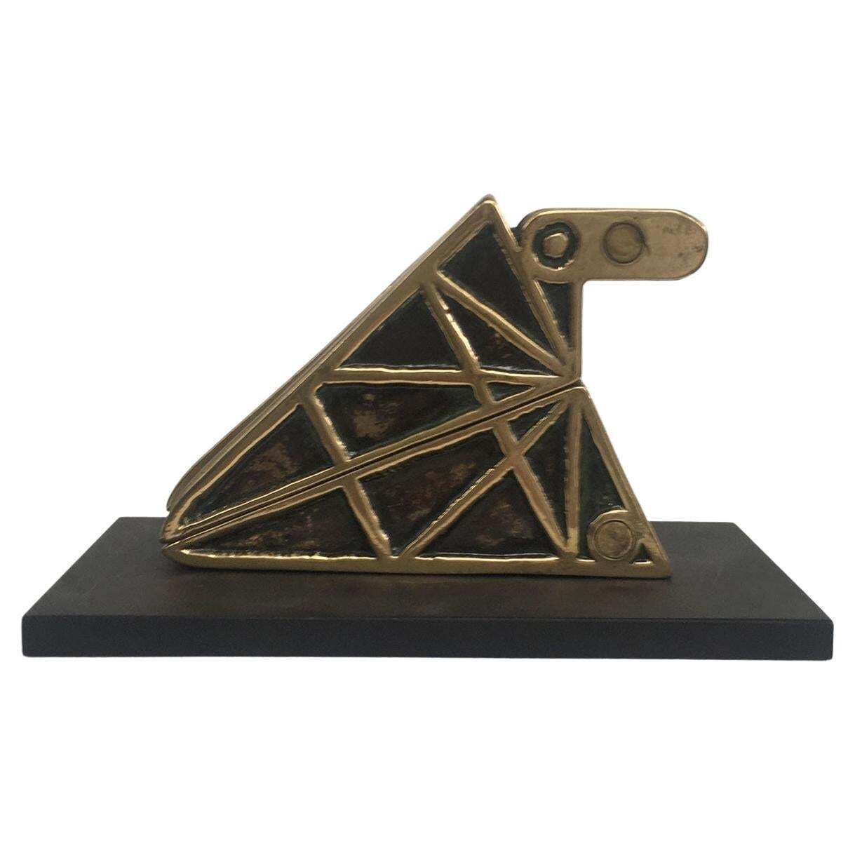1980 Italy Bronze Abstract Kinetic Sculpture Bruno Chersicla Playwork