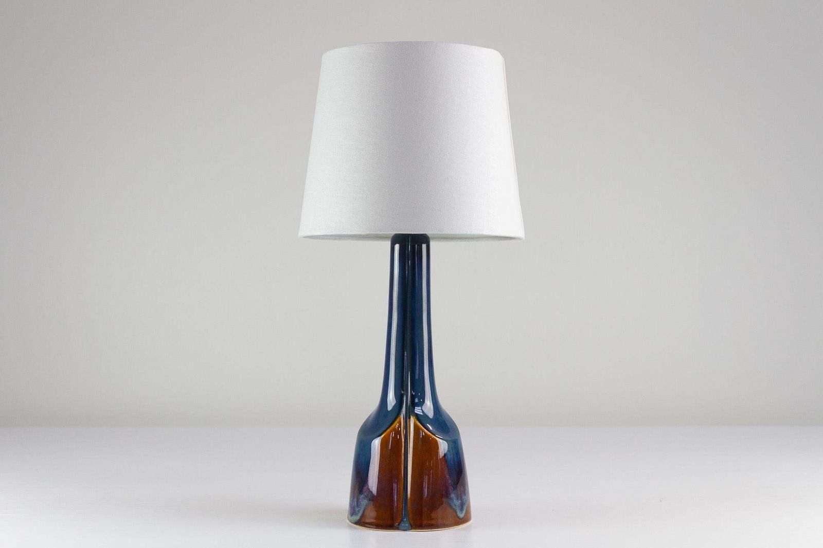 Danish Modern Blue/Brown Ceramic Table Lamp By E. Johansen For Søholm, 1960s. photo furniture
