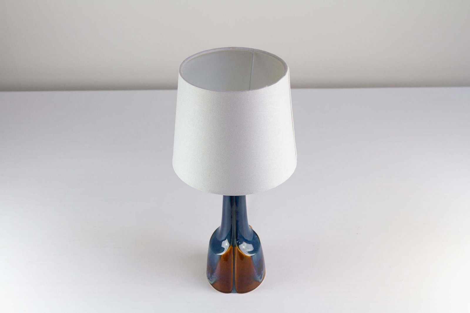 Danish Modern Blue/Brown Ceramic Table Lamp By E. Johansen For Søholm, 1960s. photo for sale