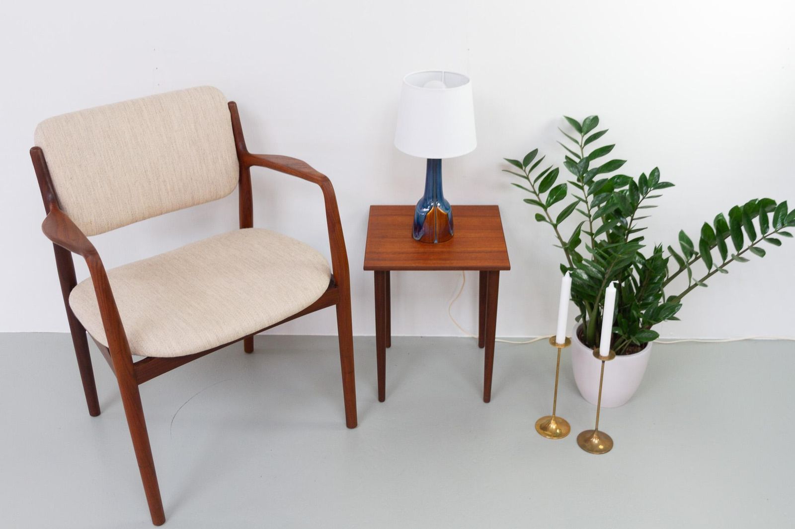 382.0 Danish Modern Blue/Brown Ceramic Table Lamp By E. Johansen For Søholm, 1960s. photo