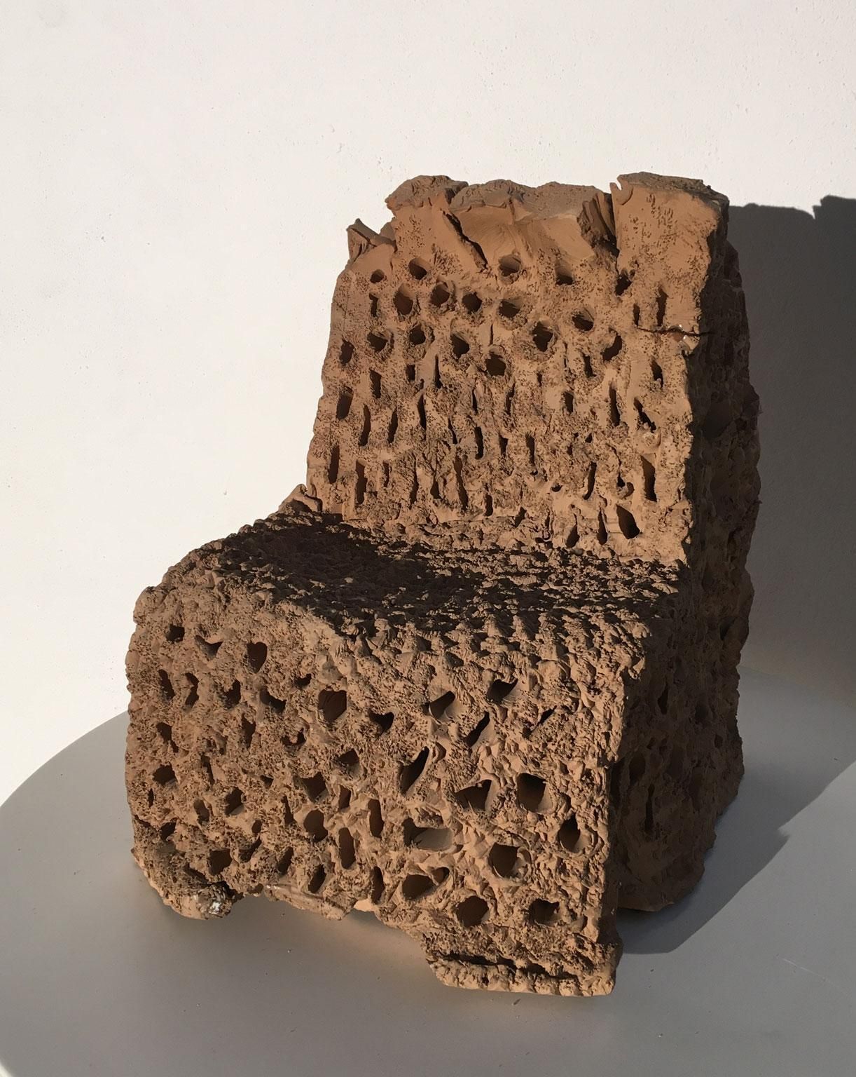 1985 Italy Terracotta Abstract Sculpture By Urano Palma Terracotta Throne photo for sale