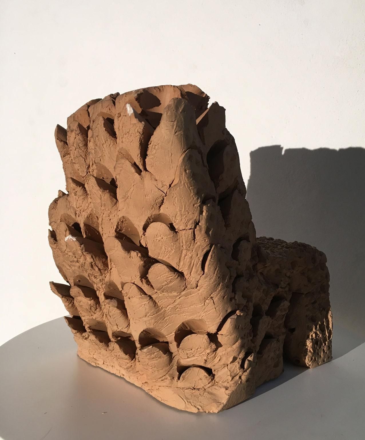 1985 Italy Terracotta Abstract Sculpture By Urano Palma Terracotta Throne photo buy