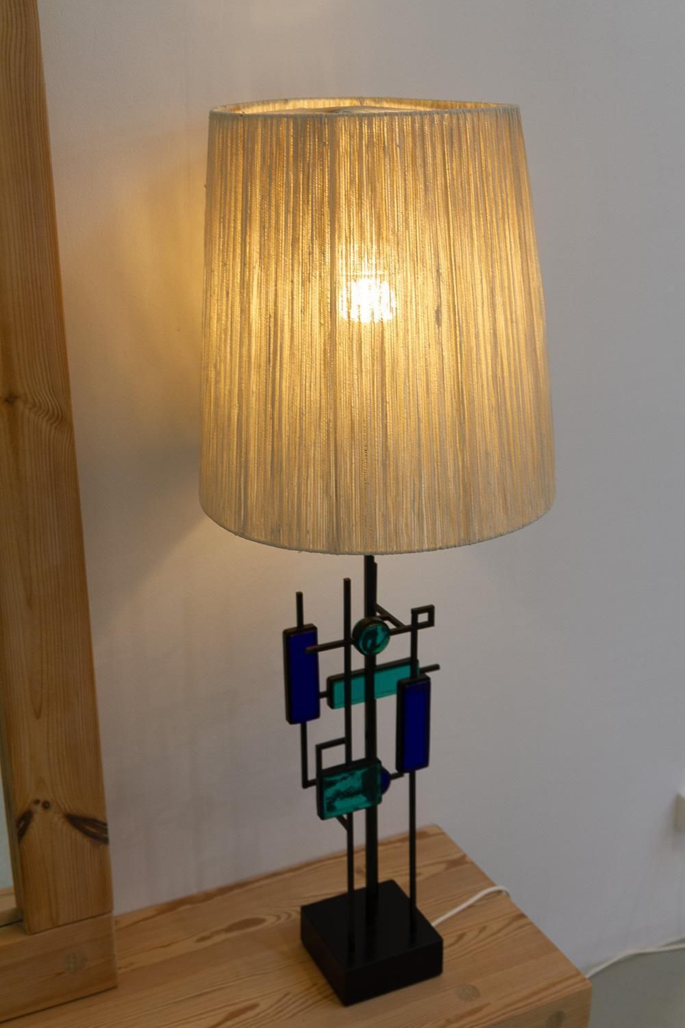 photo vinterior Danish Modern Tall Table Lamp Iron And Glass By Svend Aage Holm Sørensen, 1970s.