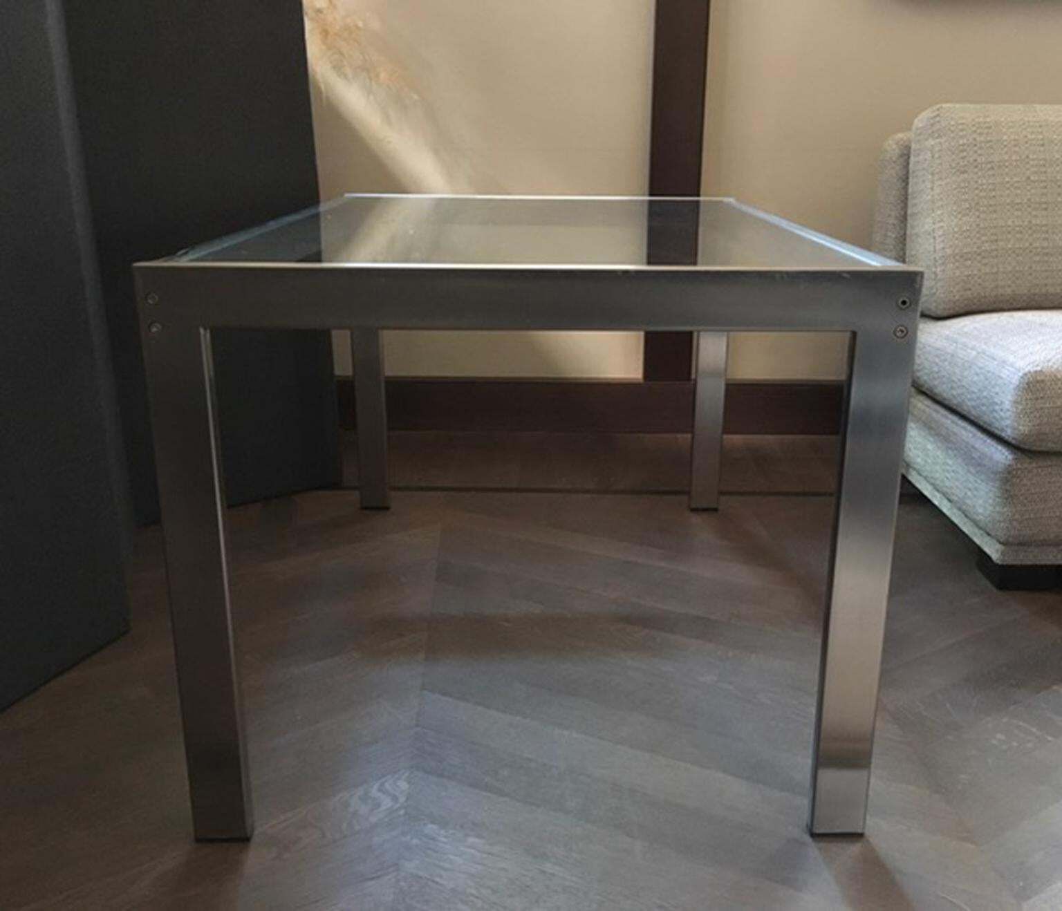 1960 Mid Century Modern Italian Design Brushed Steel Crystal Desk photo Furniture