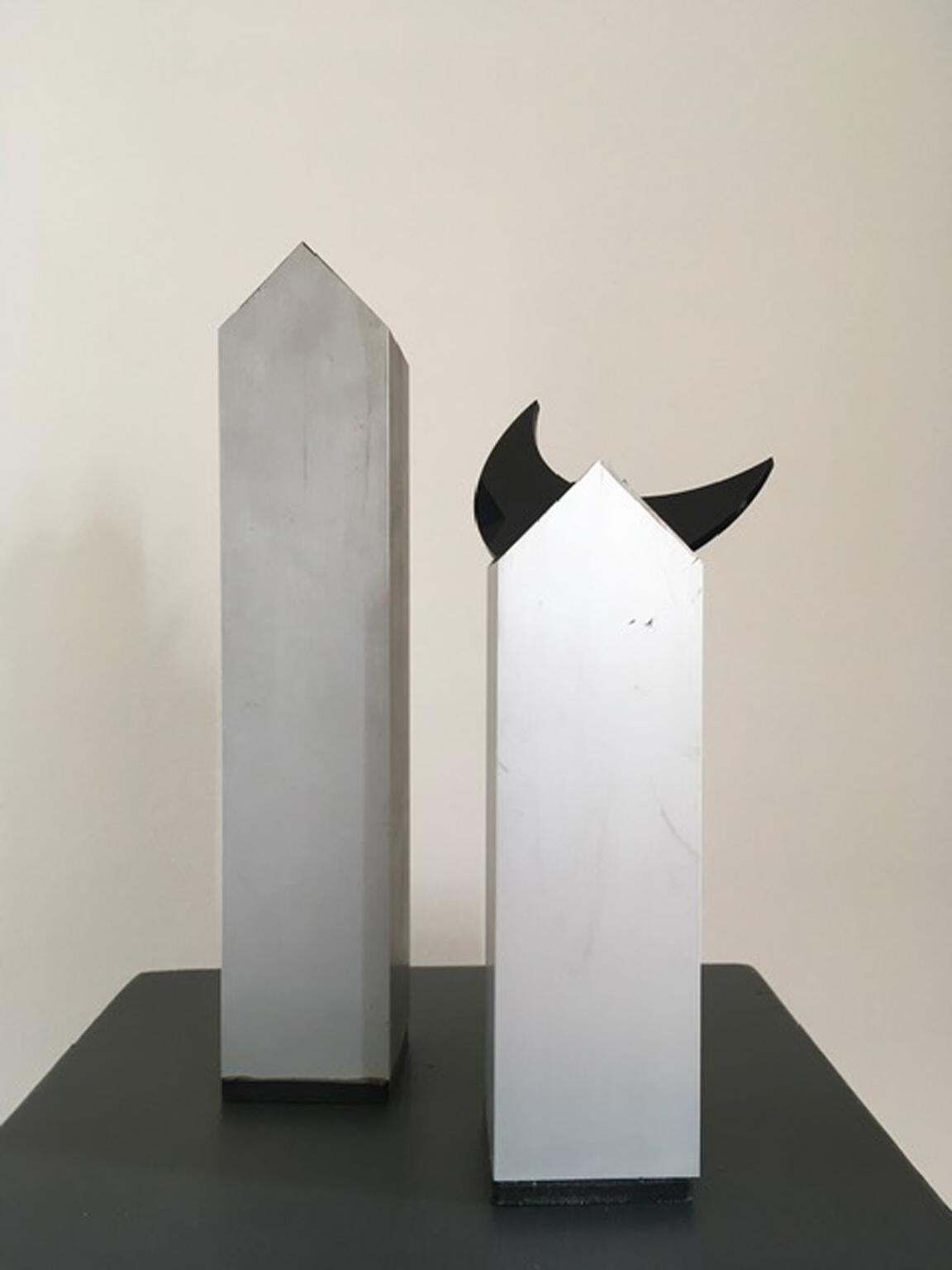 Art Italy 1970 Post Modern Aluminium Abstract Sculptures The Twins And Moon photo