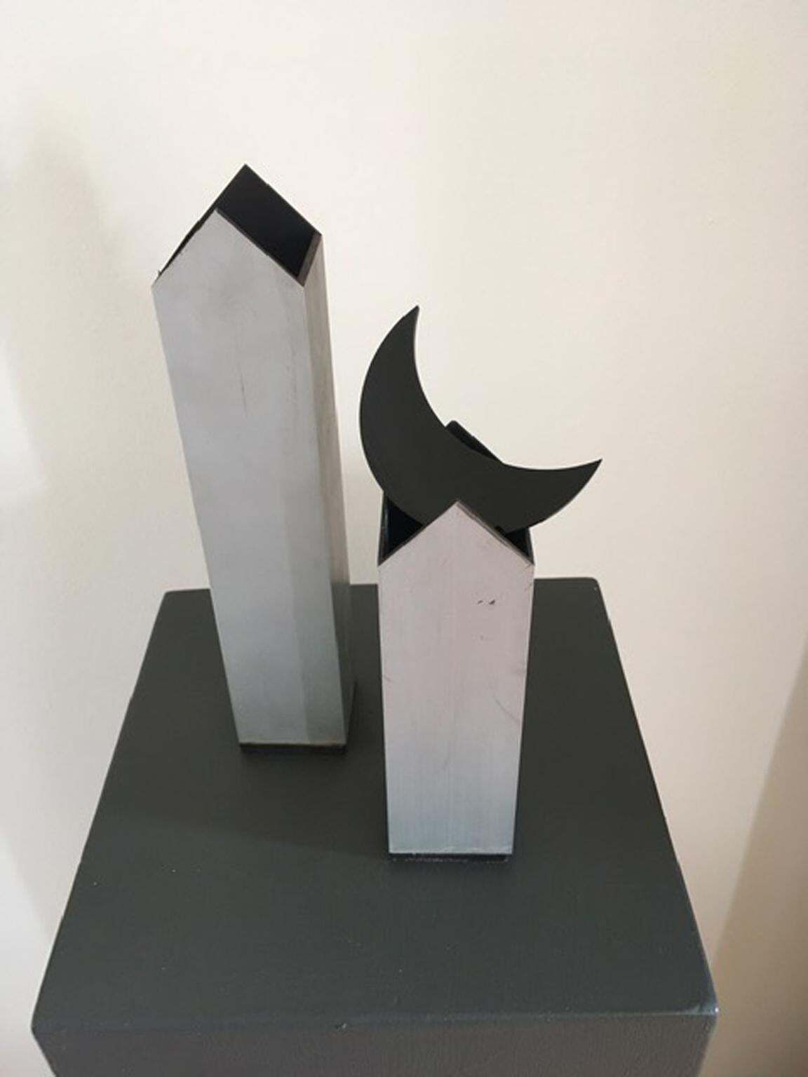 1870.0 Italy 1970 Post Modern Aluminium Abstract Sculptures The Twins And Moon photo