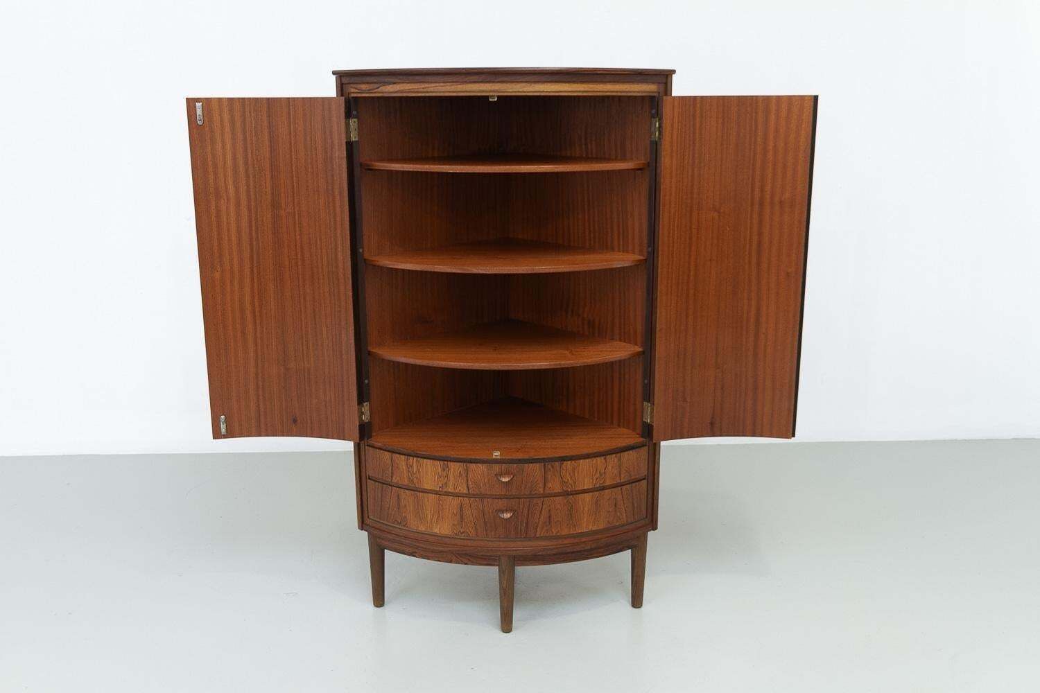 Danish Mid Century Modern Rosewood Bow Front Corner Cabinet, 1950s. photo buy
