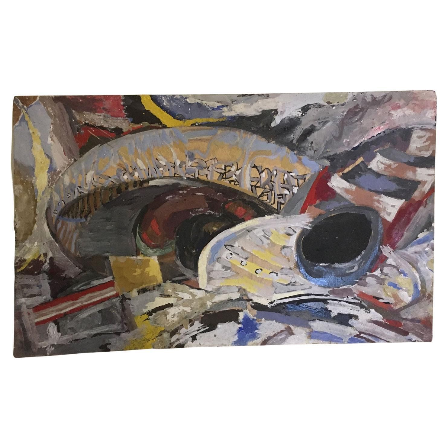 1954 Italy Abstract Painting Venice Biennial Special Artwork By Ermete Lancini