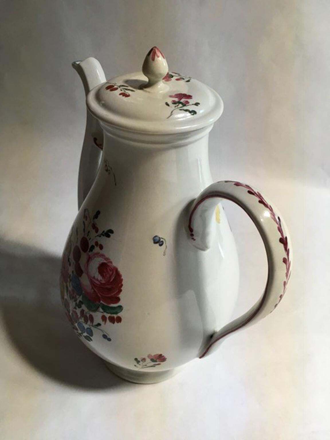Italy Richard Ginori Mid 18th Century Porcelain Coffee Pot With Flowers Decor photo Home Decor