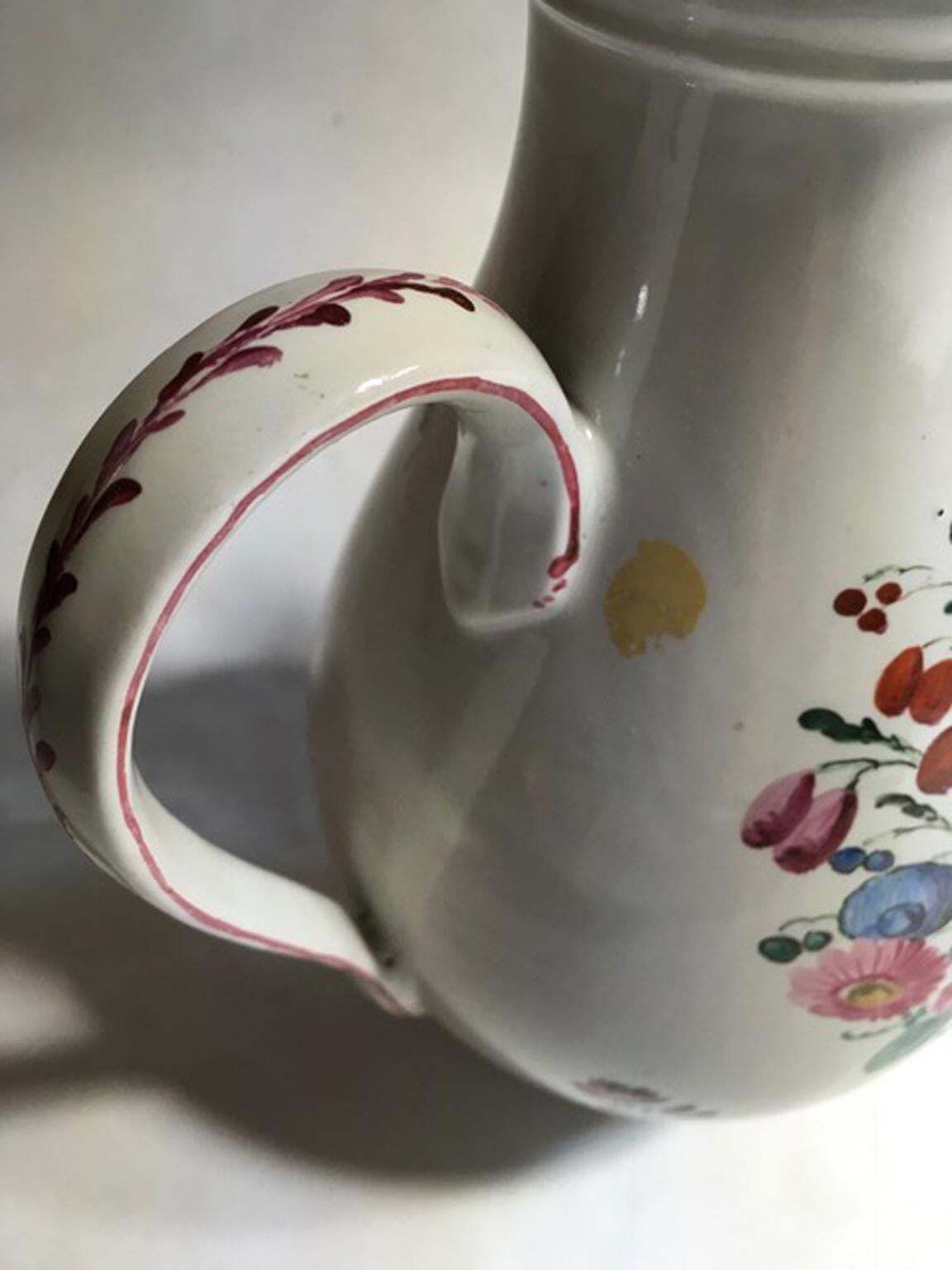 photo for sale Italy Richard Ginori Mid 18th Century Porcelain Coffee Pot With Flowers Decor