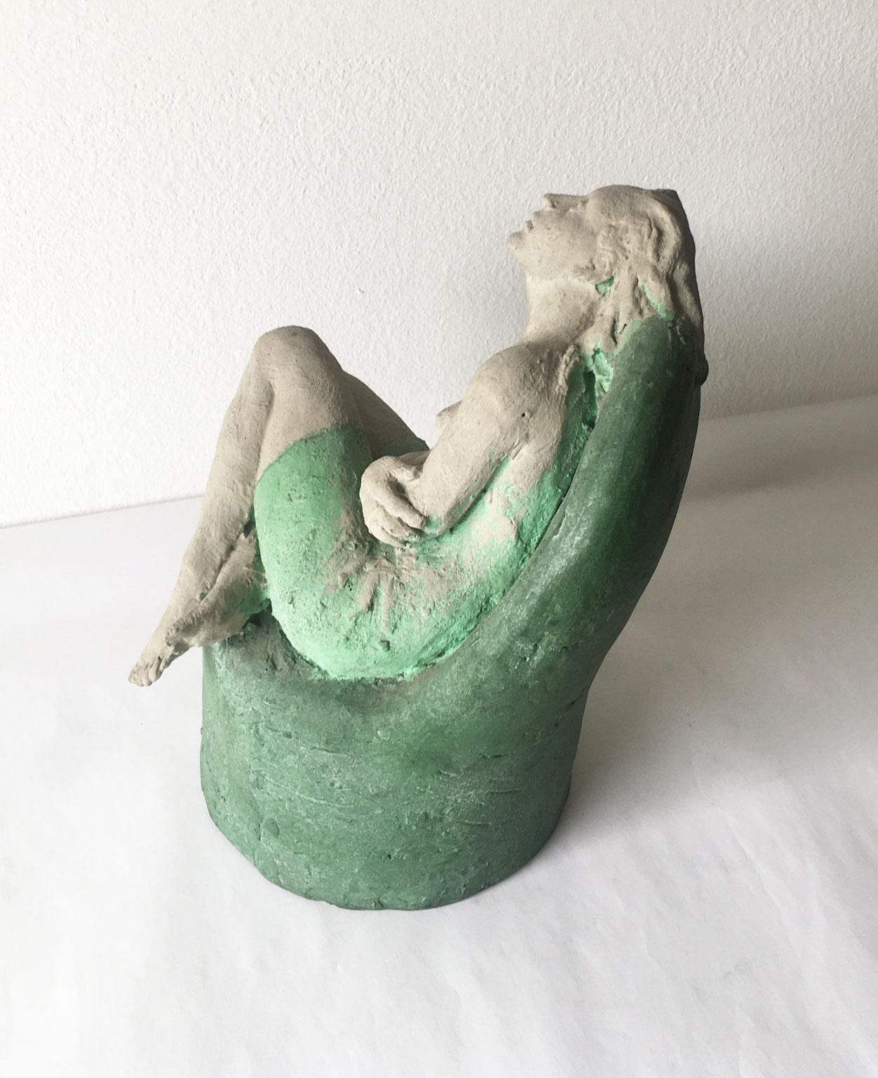 Art 1998 Italy Bronze Woman Figurine Sculpture By Marco Cornini Attesa photo