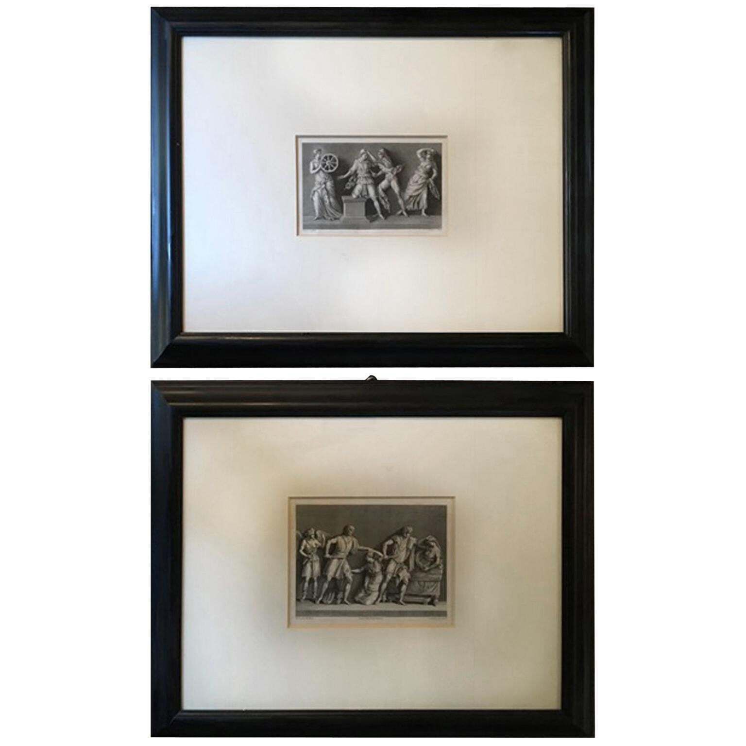 France Mid 19th Century Pair Of Neoclassical Black And White Prints By J.C.Ulmer