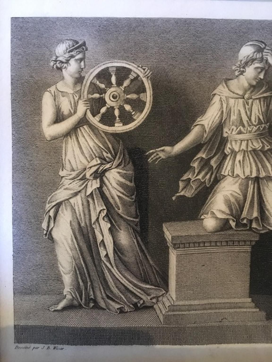 France Mid 19th Century Pair Of Neoclassical Black And White Prints By J.C.Ulmer photo vintage