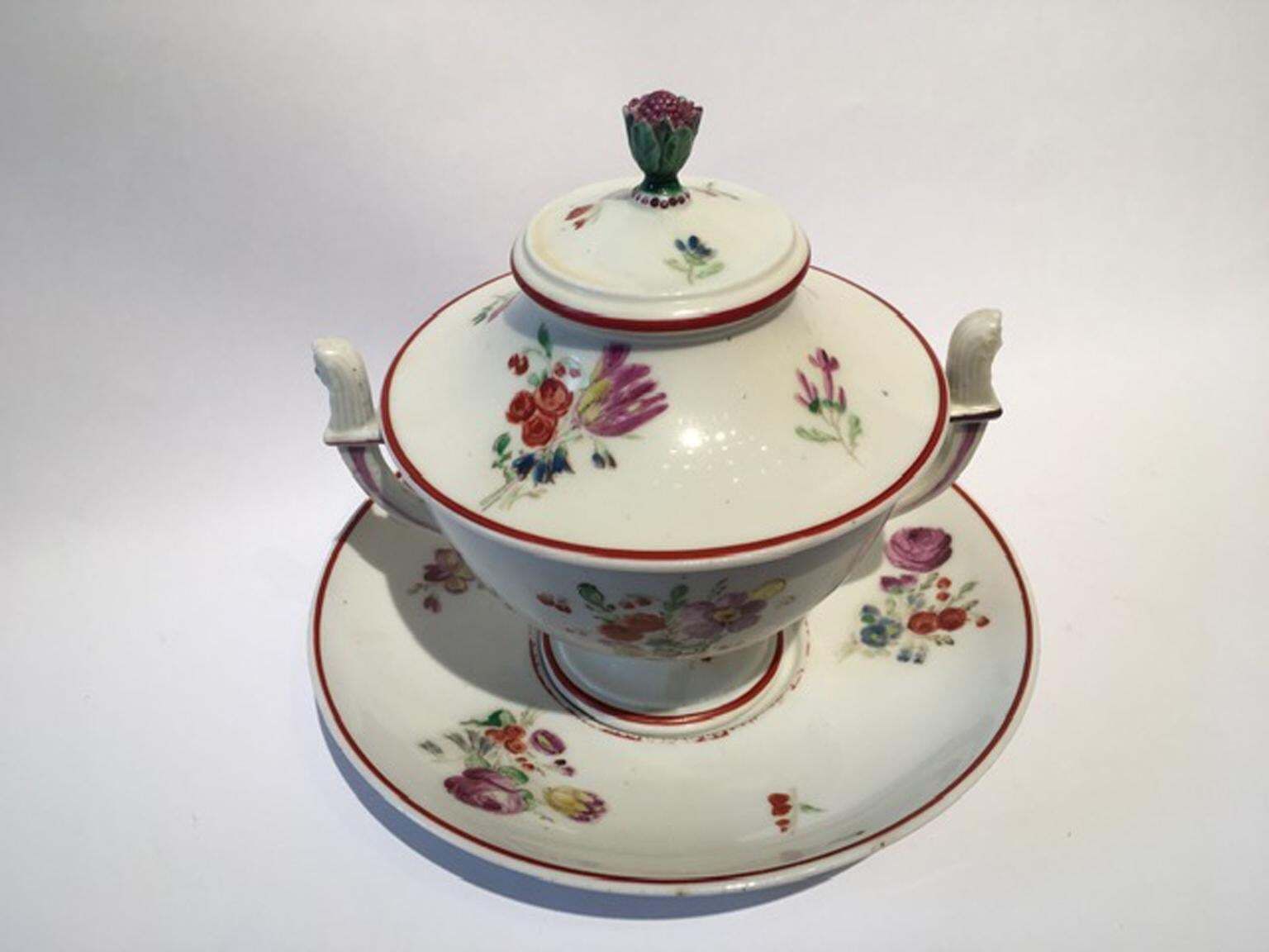 Italy 18th Century Richard Ginori Porcelain Sugar Bowl With Cover photo furniture