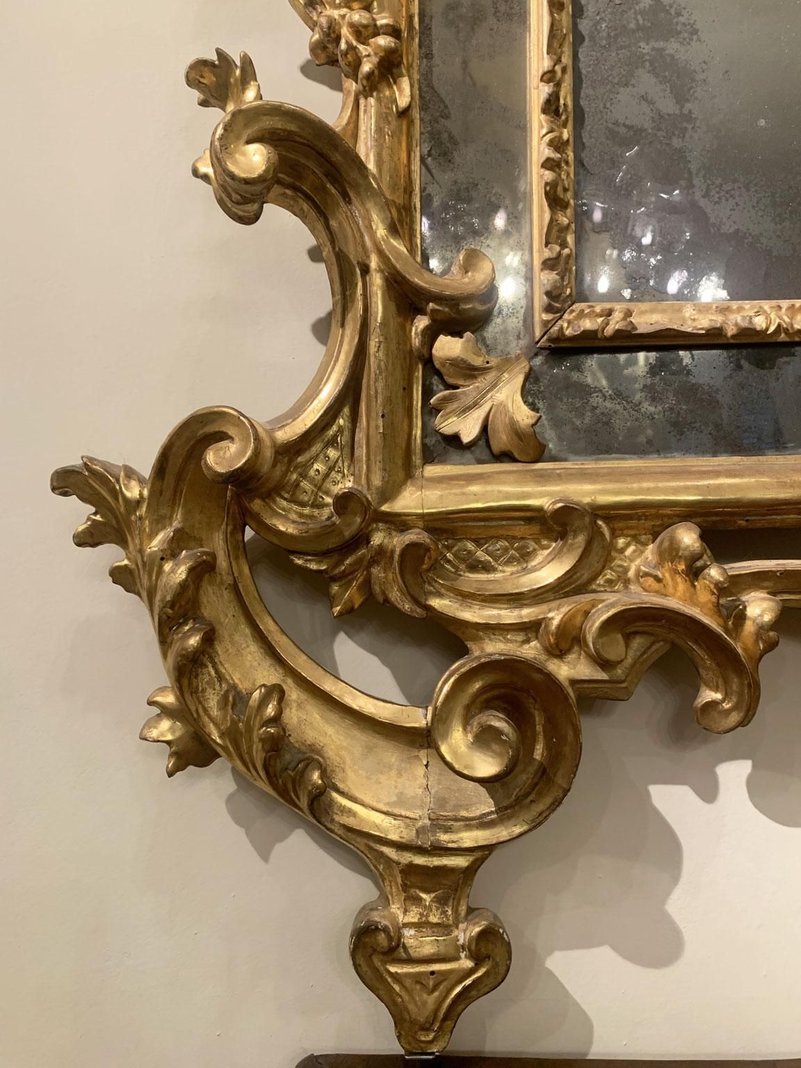 Italy Early 18th Century Barocco Giltwood And Carved Fireplace Mirror photo Home Decor
