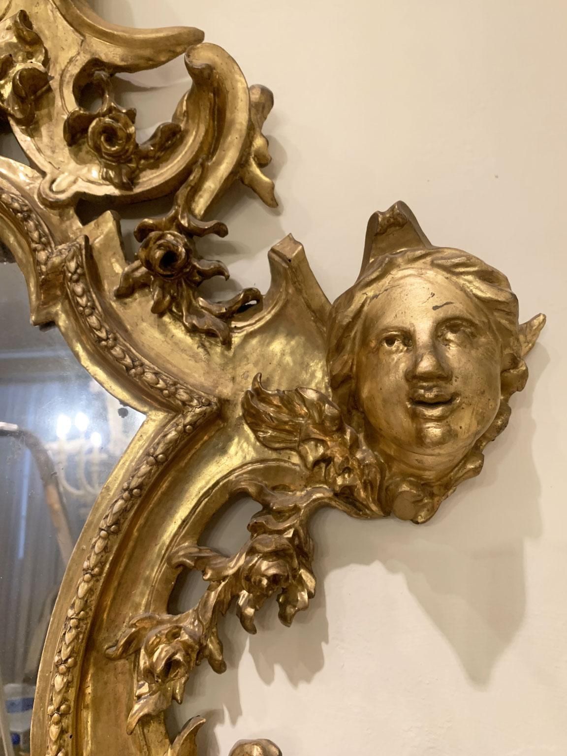 Home Decor Early 18th Century Italy Pair Of Engraved Gilded Wall Mirrors 3 Candles Holder photo
