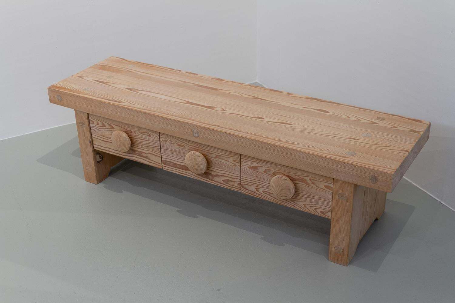 photo for sale Swedish Modern Pine Bench And Mirror By Ruben Ward For Fröseke, 1970s.