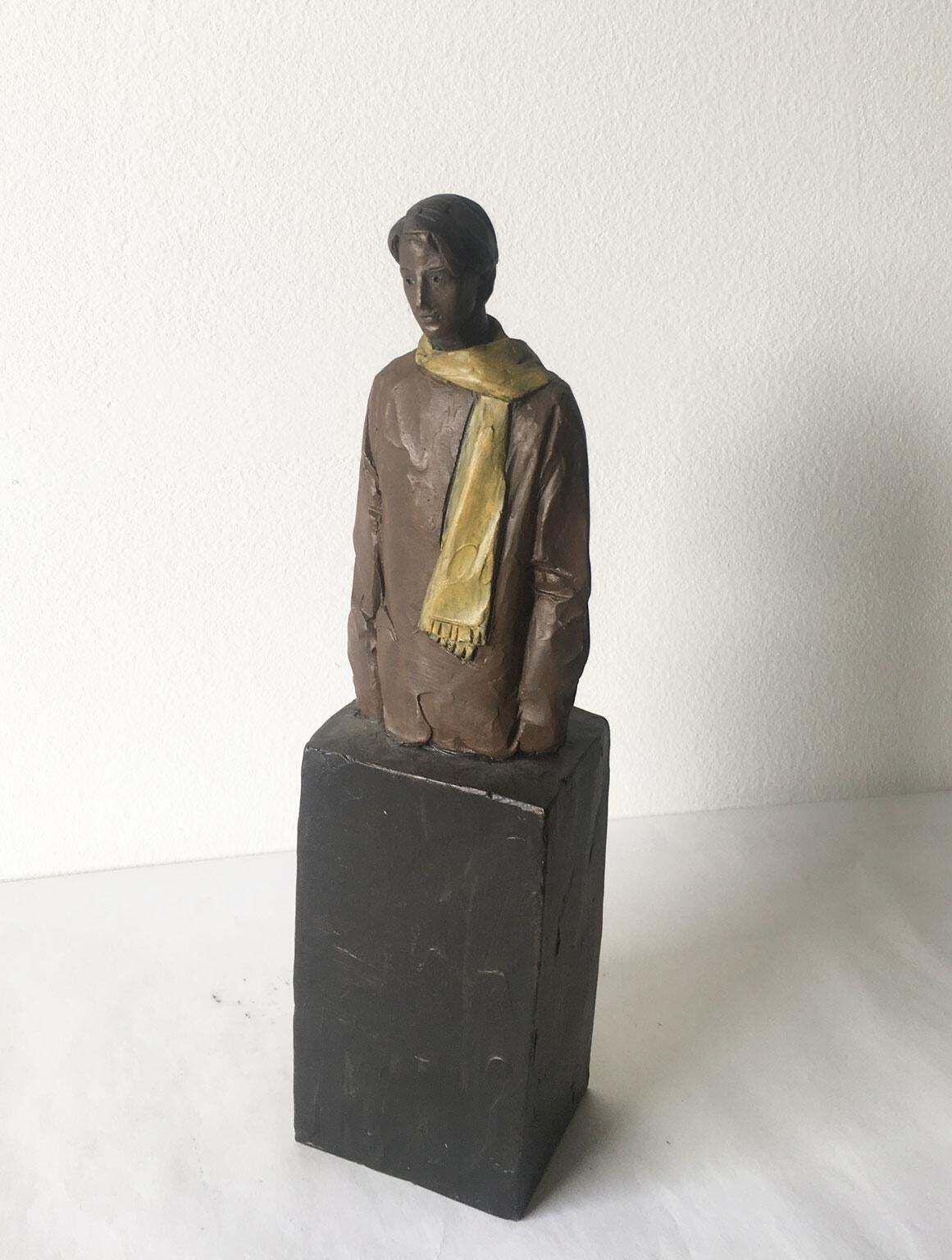 Italy Cast Bronze Man Figurine Sculpture By Aron Demetz  Il Grande Freddo photo 5949.0