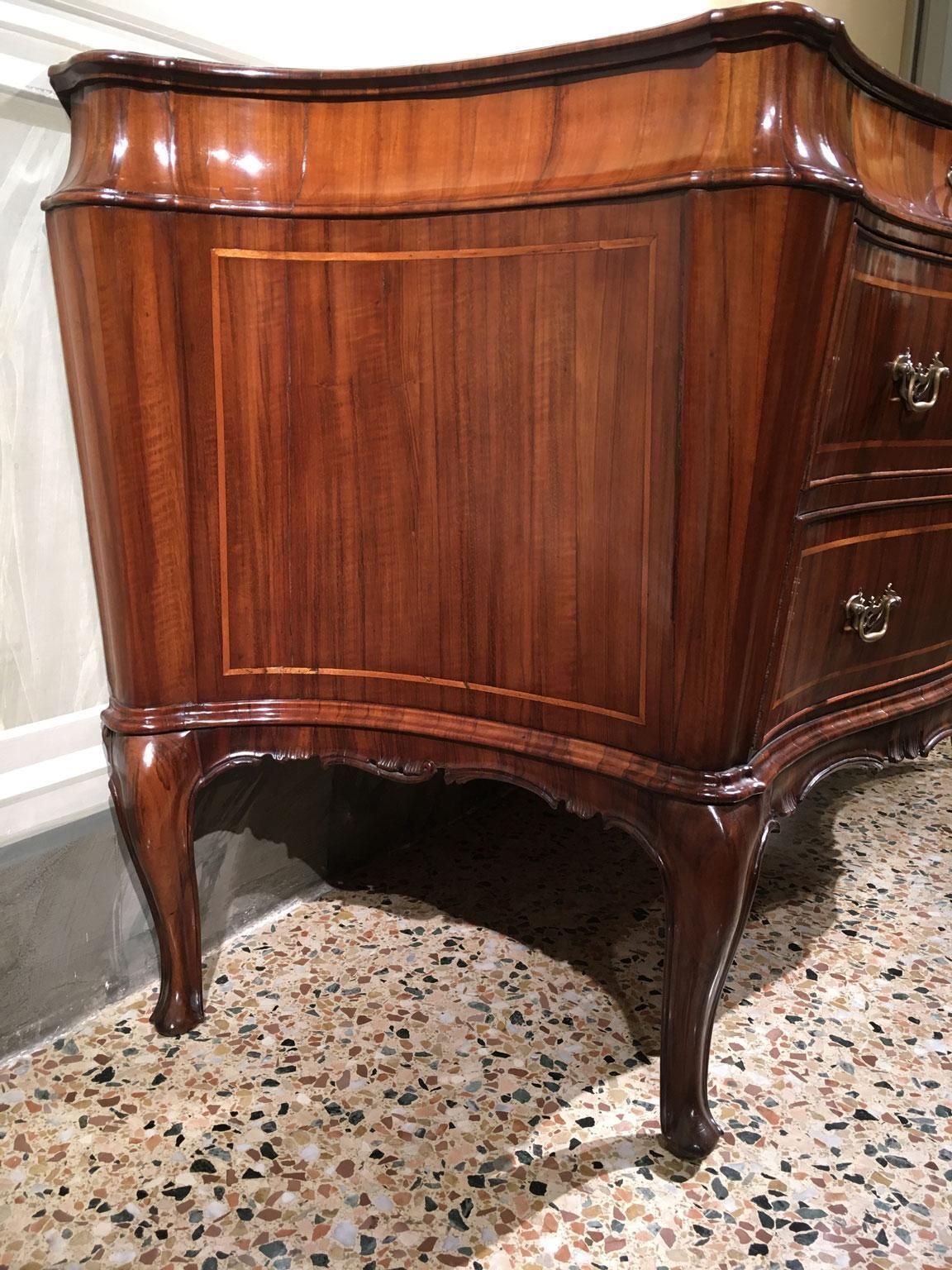photo for sale 18th Century Venezia Italy Baroque Carved And Inlaid Walnut Chest Of Drawers