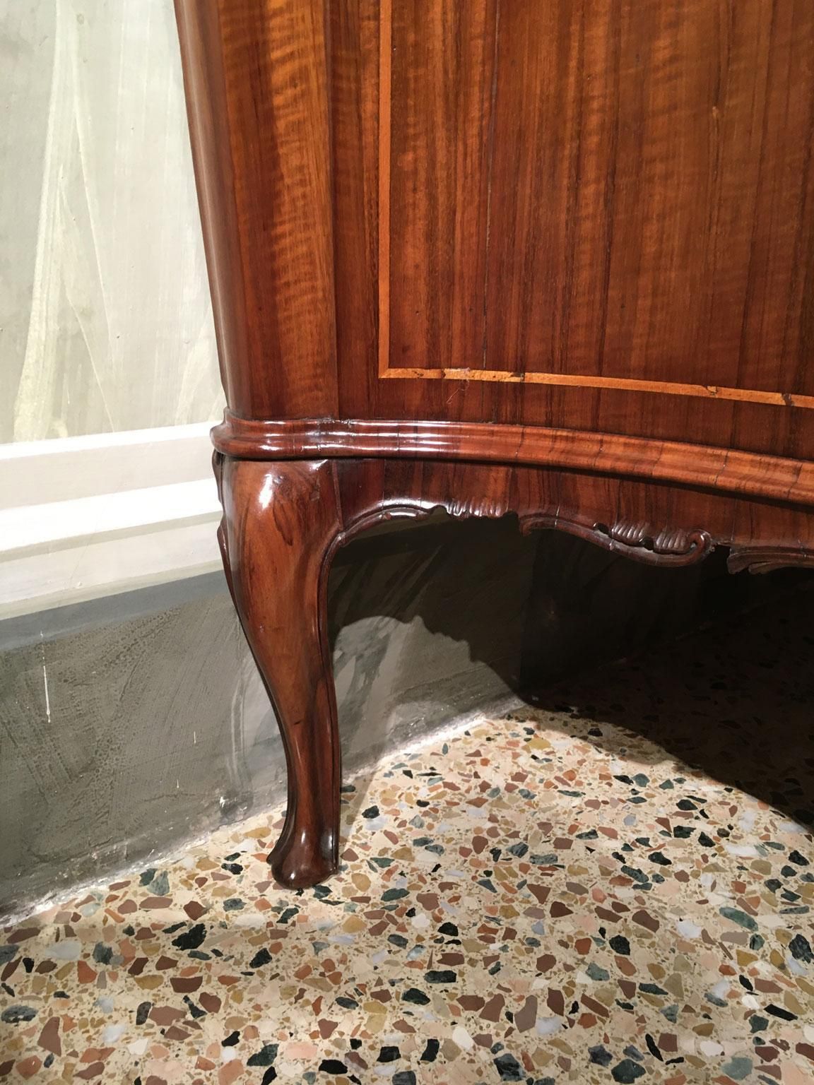 Furniture 18th Century Venezia Italy Baroque Carved And Inlaid Walnut Chest Of Drawers photo