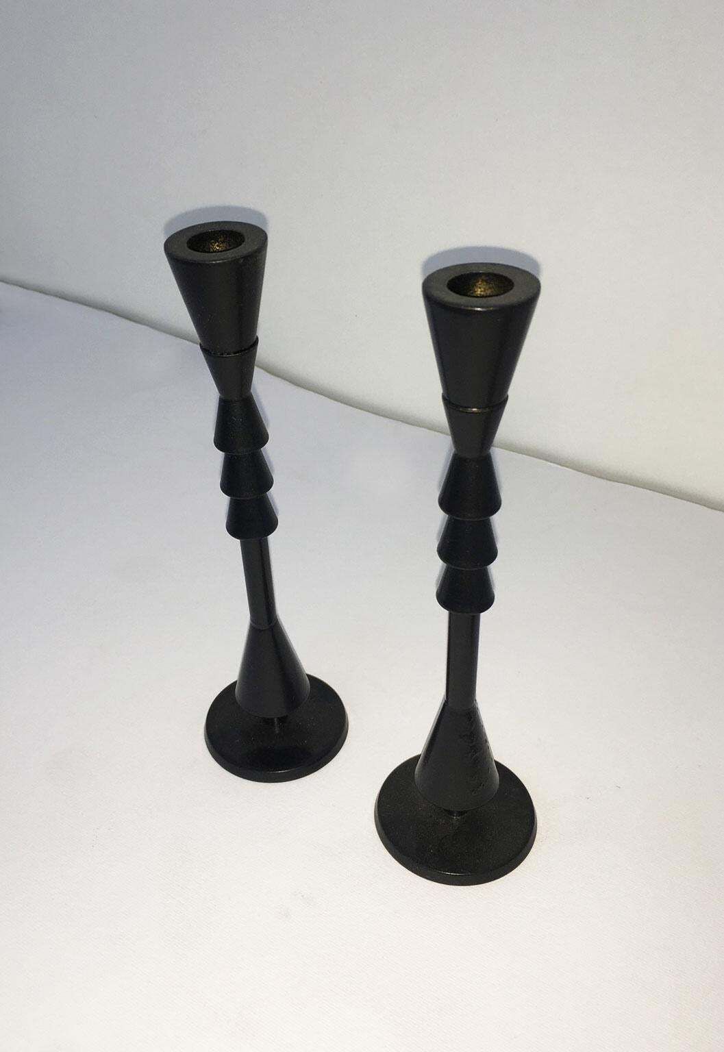 510.0 1974 Italy  Ugo La Pietra Ad Arte Red Bronze Abstract Sculpture Candleholders photo
