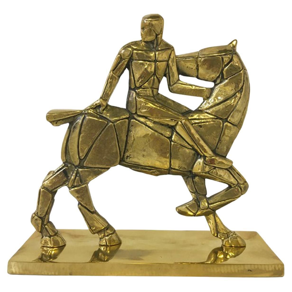 1980 Italy Post Modern Bronze Sculpture Horse And Rider