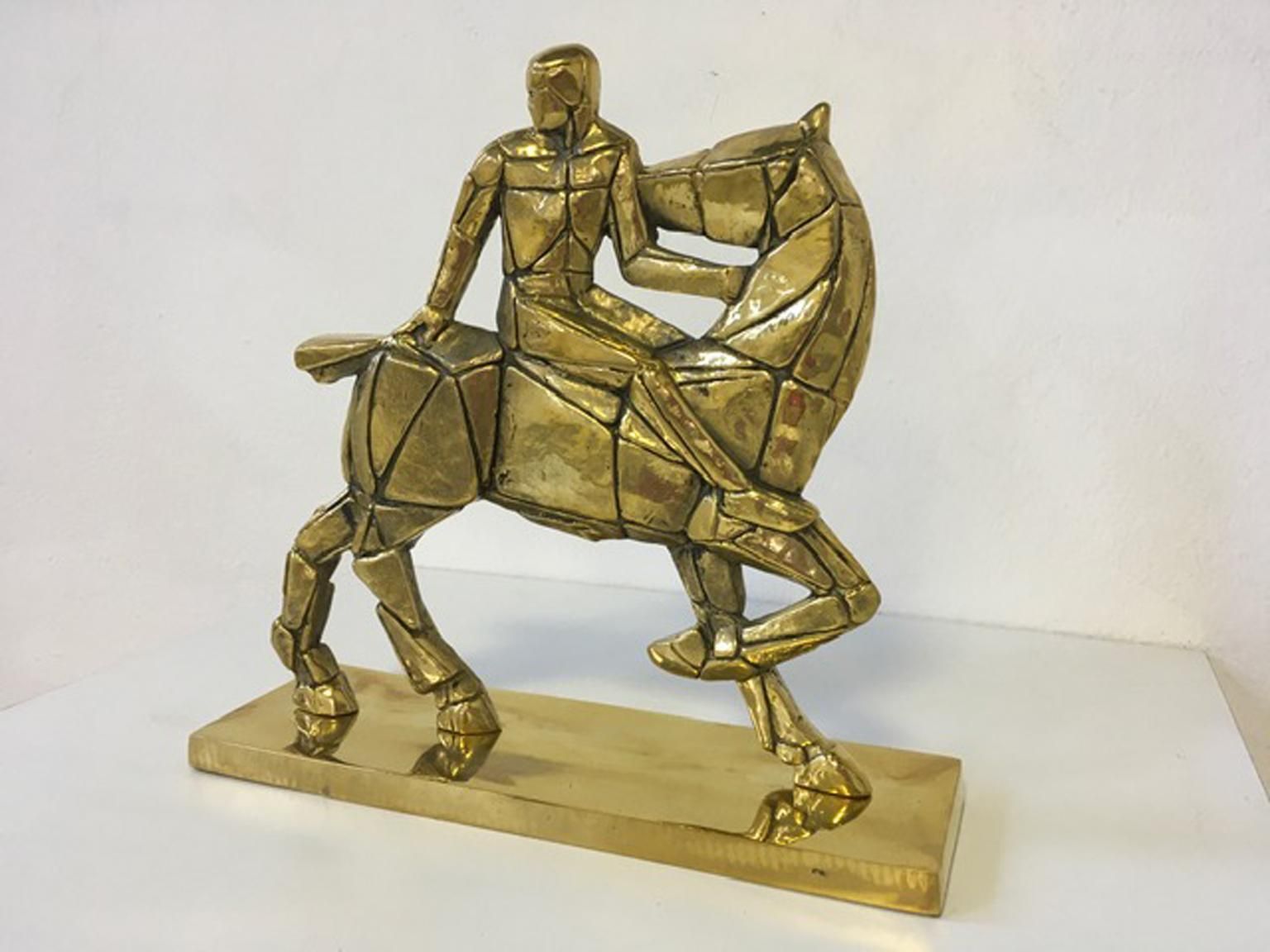 1980 Italy Post Modern Bronze Sculpture Horse And Rider photo for sale