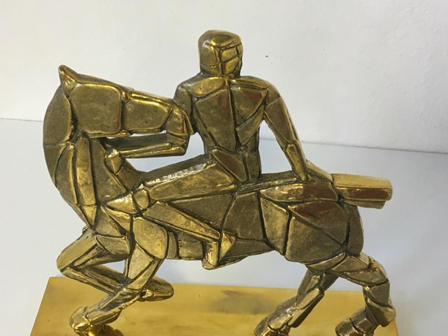 1827.0 1980 Italy Post Modern Bronze Sculpture Horse And Rider photo