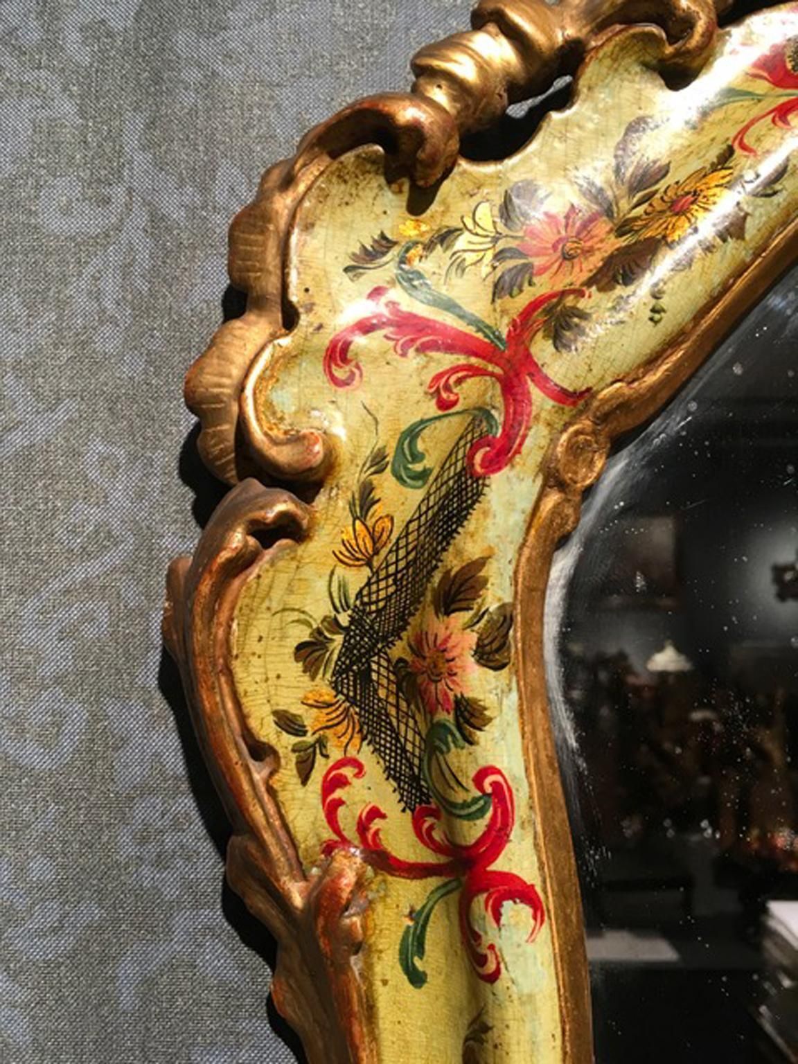 Venice Italy Mid 18th Century Light Green Baroque Lacquered Mercury Glass Mirror photo for sale