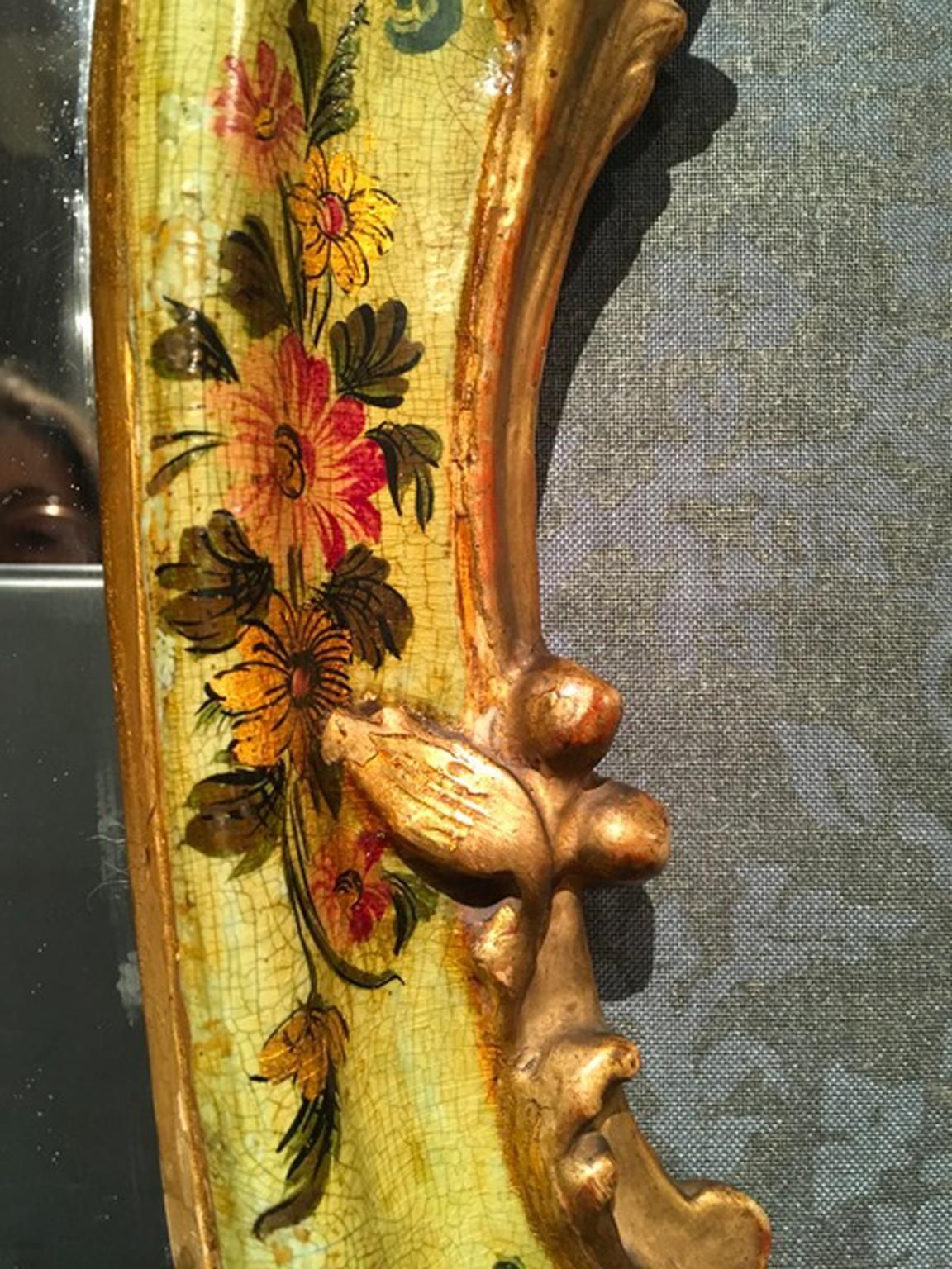 Home Decor Venice Italy Mid 18th Century Light Green Baroque Lacquered Mercury Glass Mirror photo