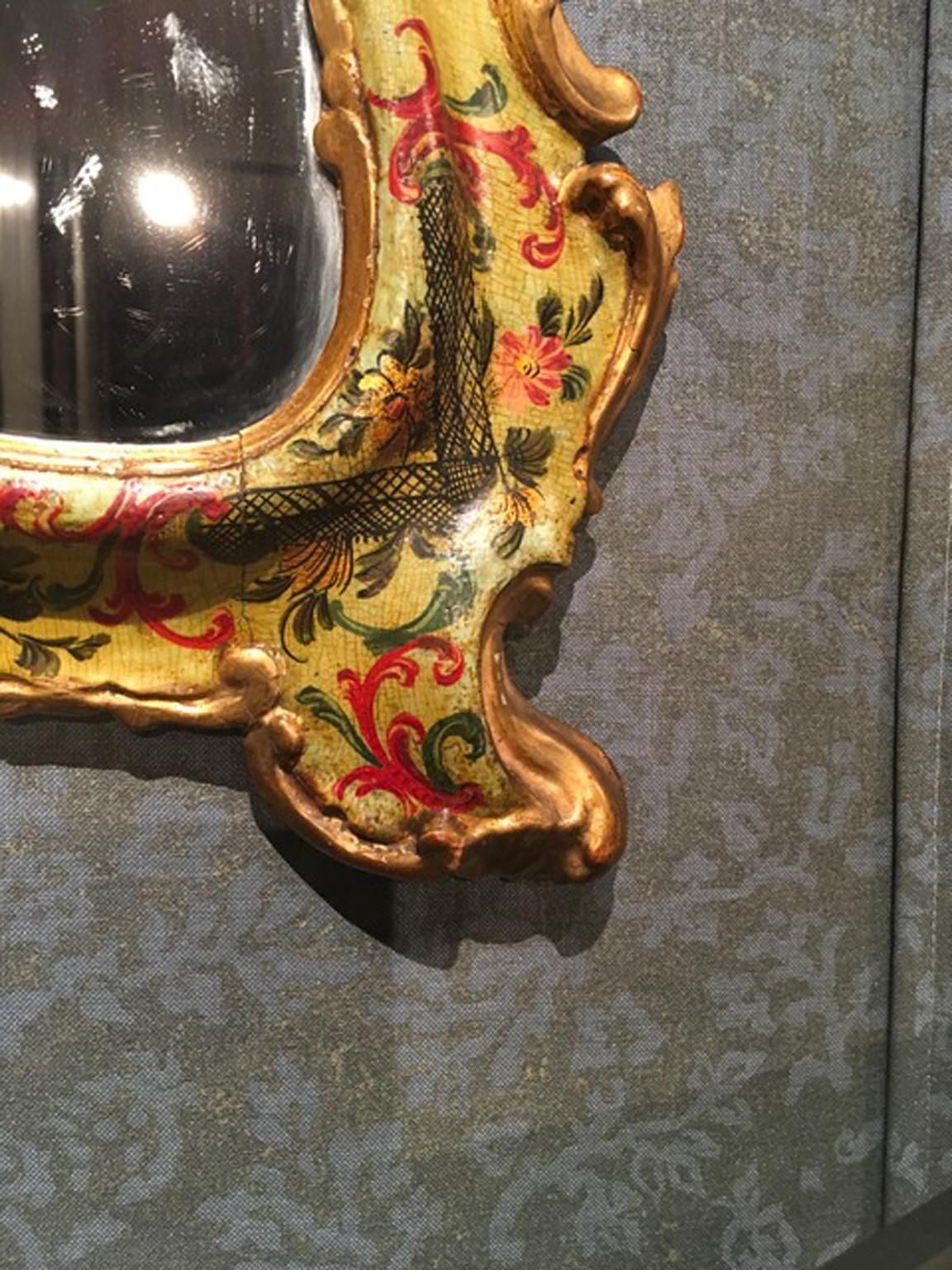 photo vinterior Venice Italy Mid 18th Century Light Green Baroque Lacquered Mercury Glass Mirror