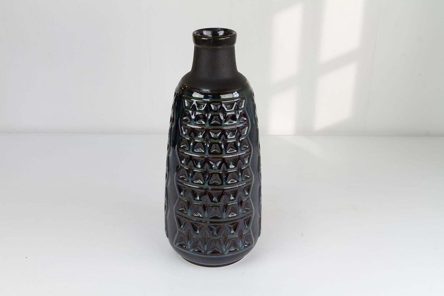 Large Danish Ceramic Vase In Blue Glaze By Einar Johansen For Søholm, 1960s. photo for sale