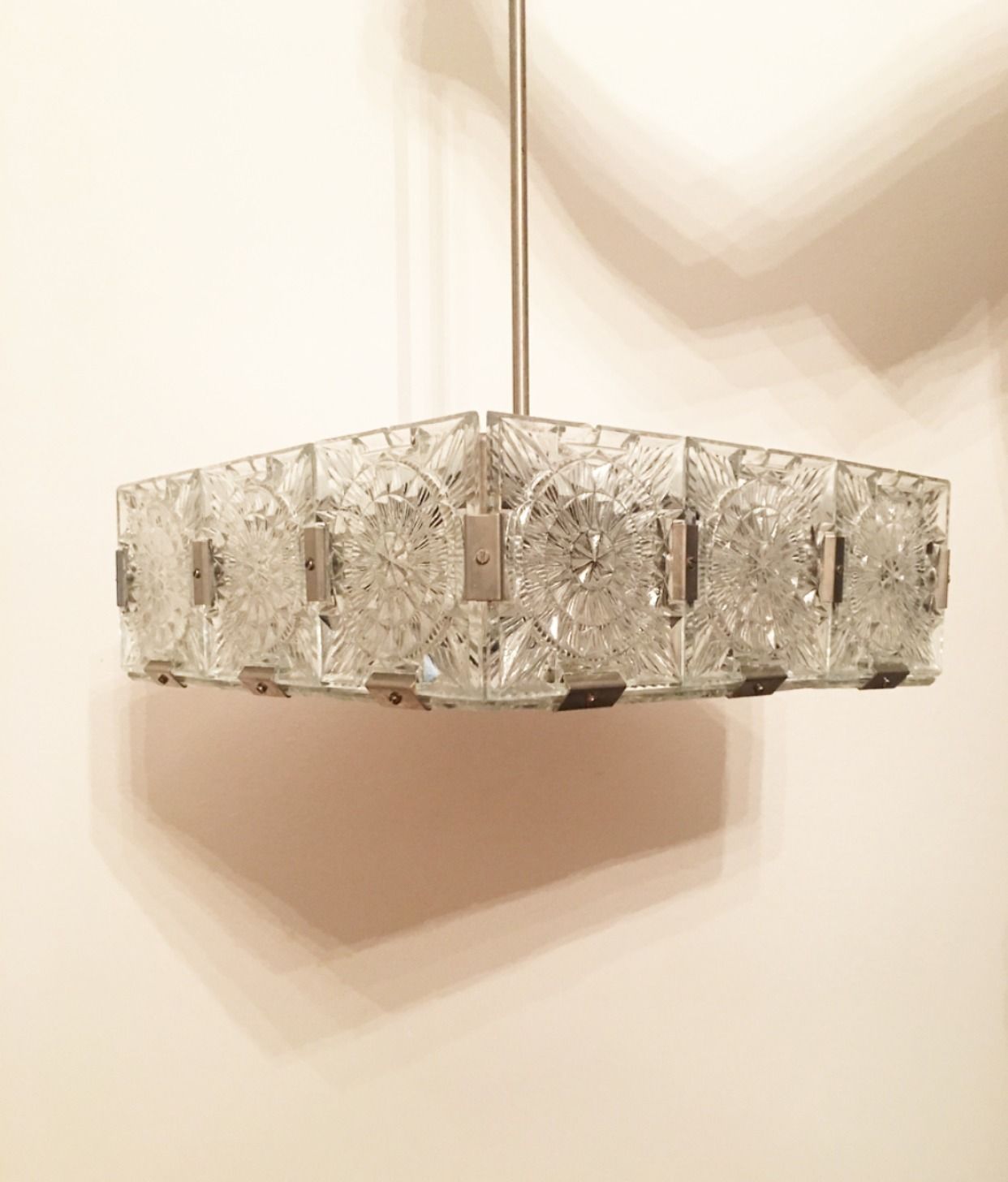 Chandelier   "Cube" Made In Czechoslovakia In Fabrique Kamenicky Senov In 1960s