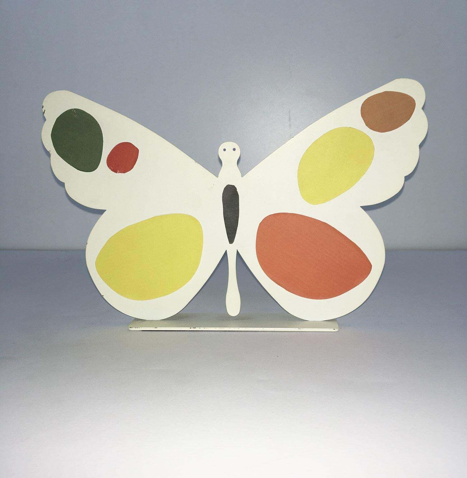 Italy, 1980, Bruno Chersicla Volavola White Painted Metal Sculpture Butterfly photo furniture