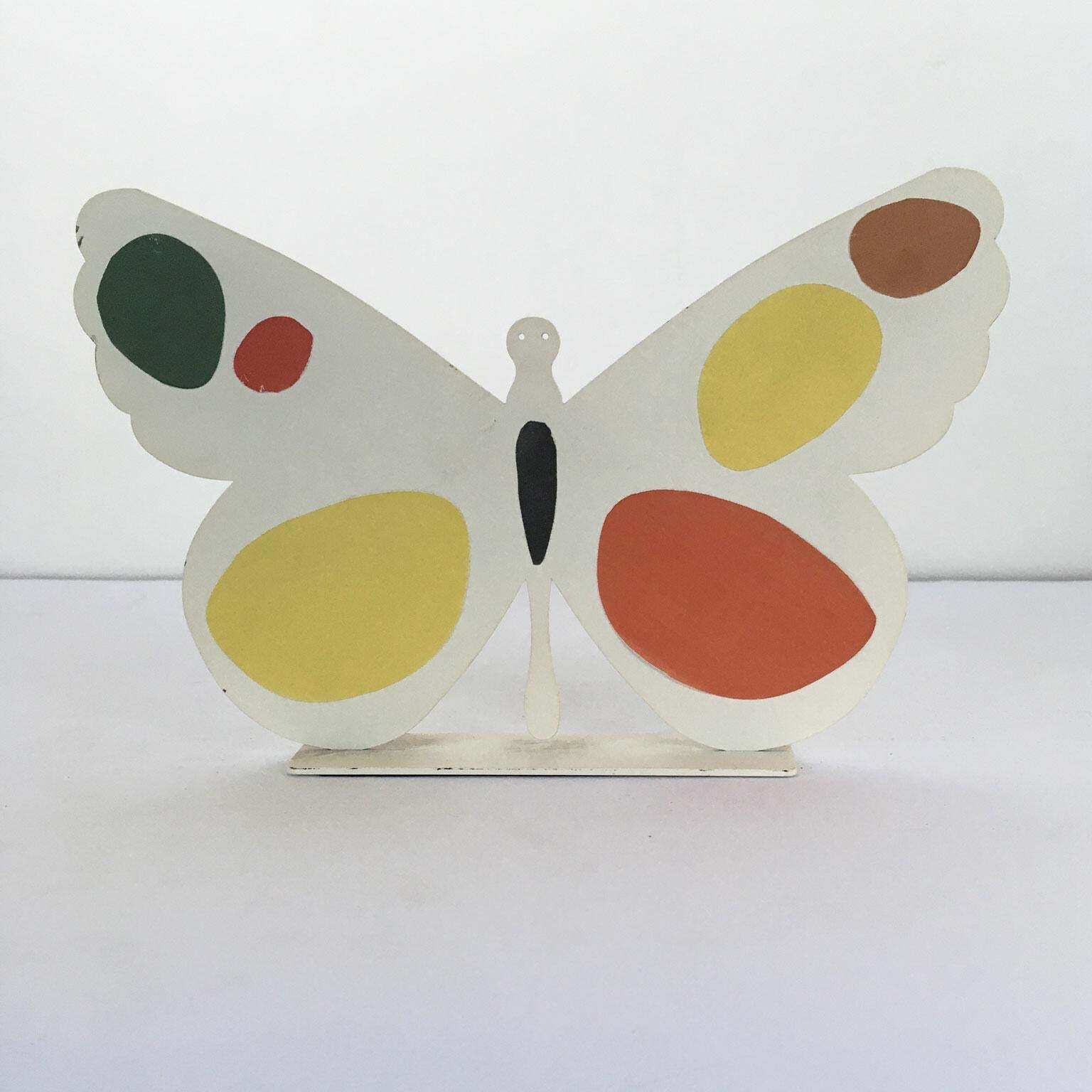 photo vinterior Italy, 1980, Bruno Chersicla Volavola White Painted Metal Sculpture Butterfly