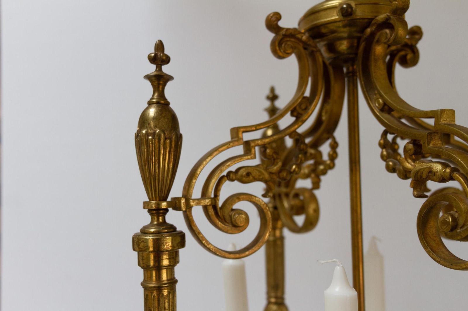 Antique French Napoleon III Gilded Bronze Chandelier, 1850s photo for sale