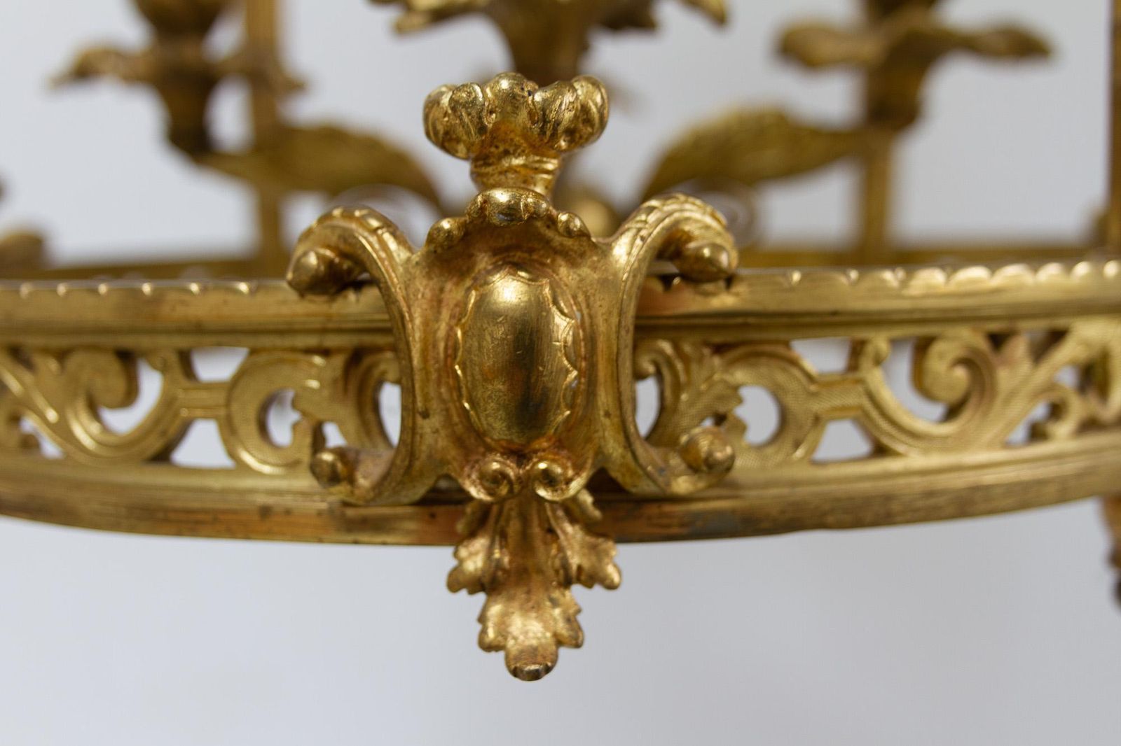 Antique French Napoleon III Gilded Bronze Chandelier, 1850s photo Lighting